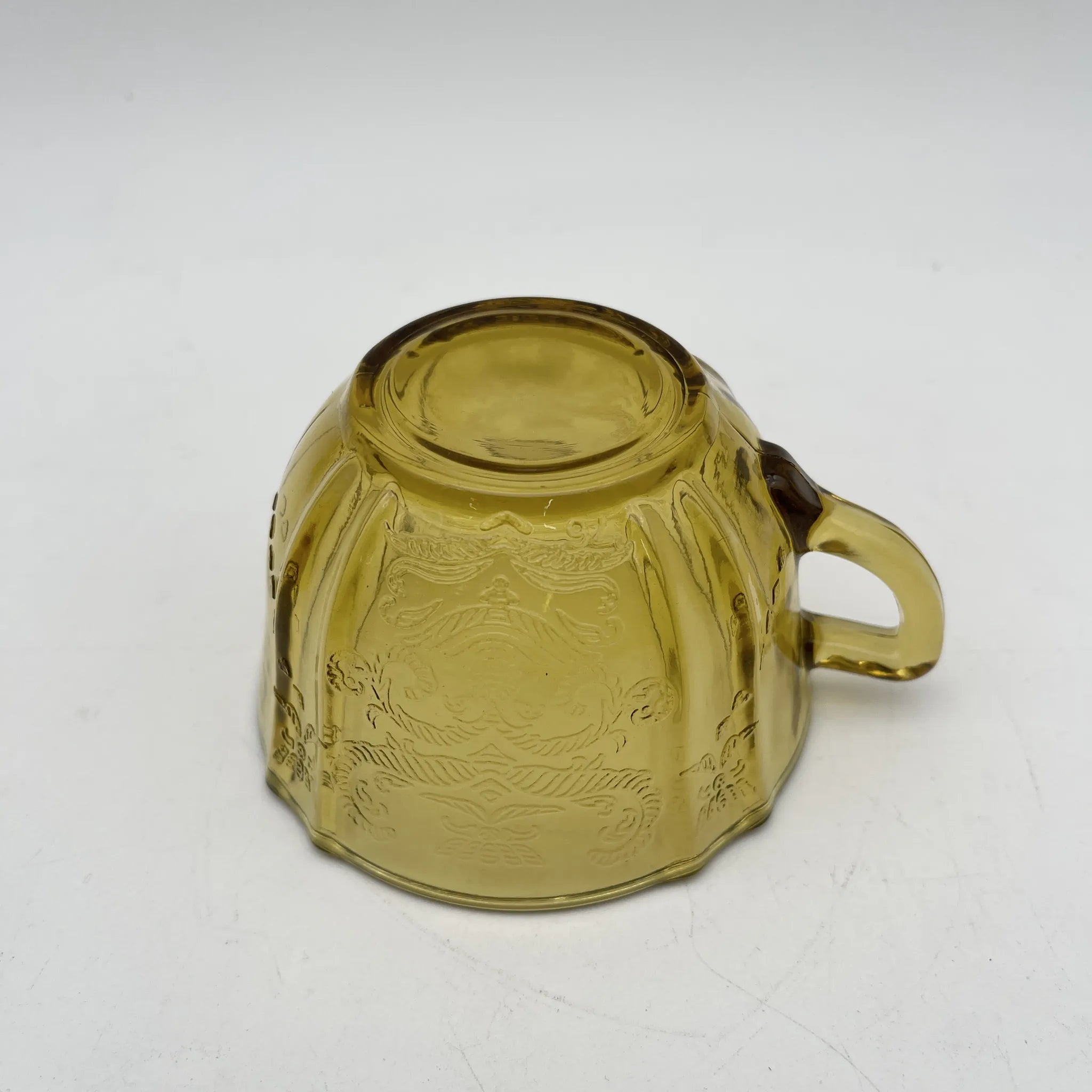【复古】杯&碟子/ Federal Glass(联邦玻璃)/ Madrid / Recollection / 1976 /玻璃/美国/ 解压玻璃,压模成型,琥珀