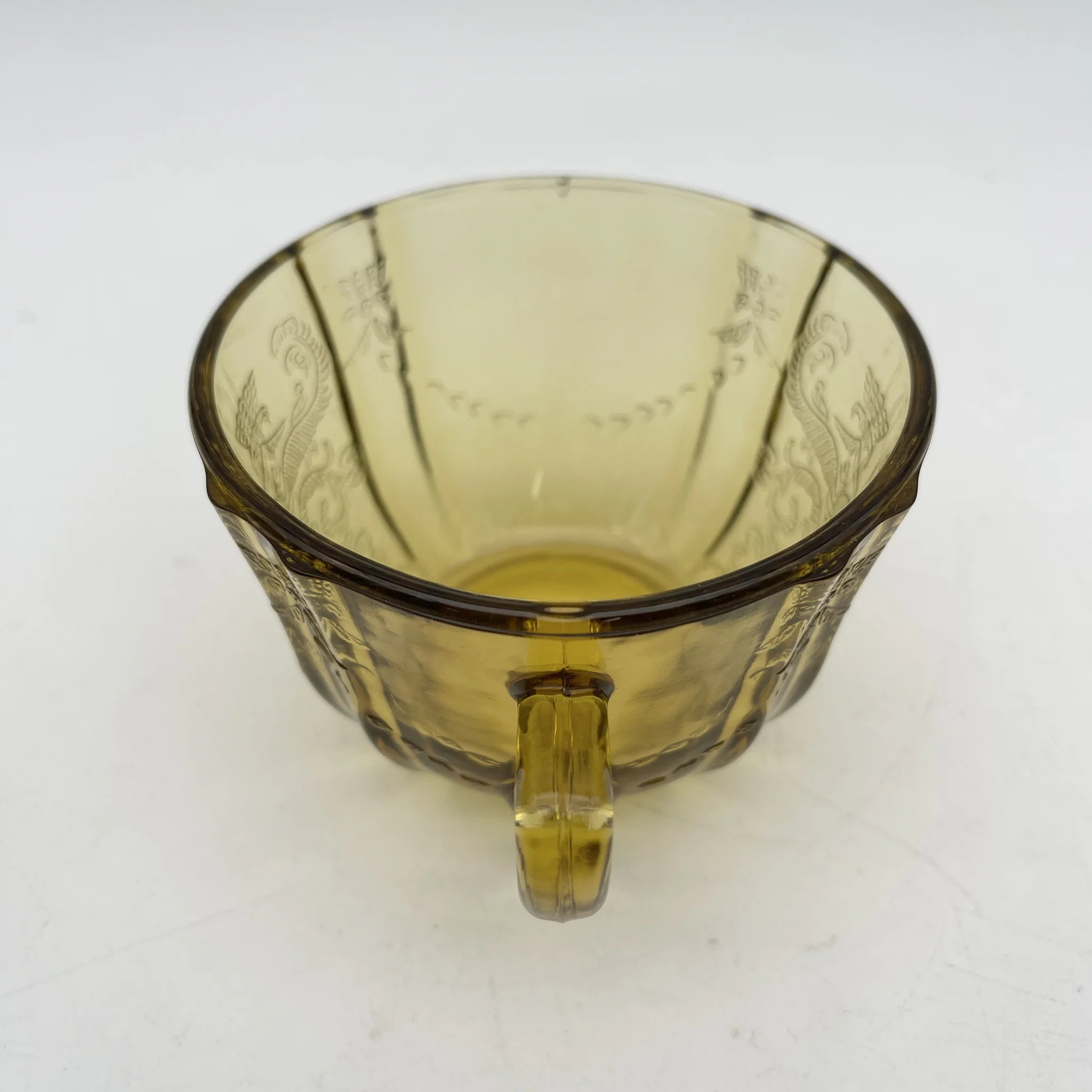 【复古】杯&碟子/ Federal Glass(联邦玻璃)/ Madrid / Recollection / 1976 /玻璃/美国/ 解压玻璃,压模成型,琥珀
