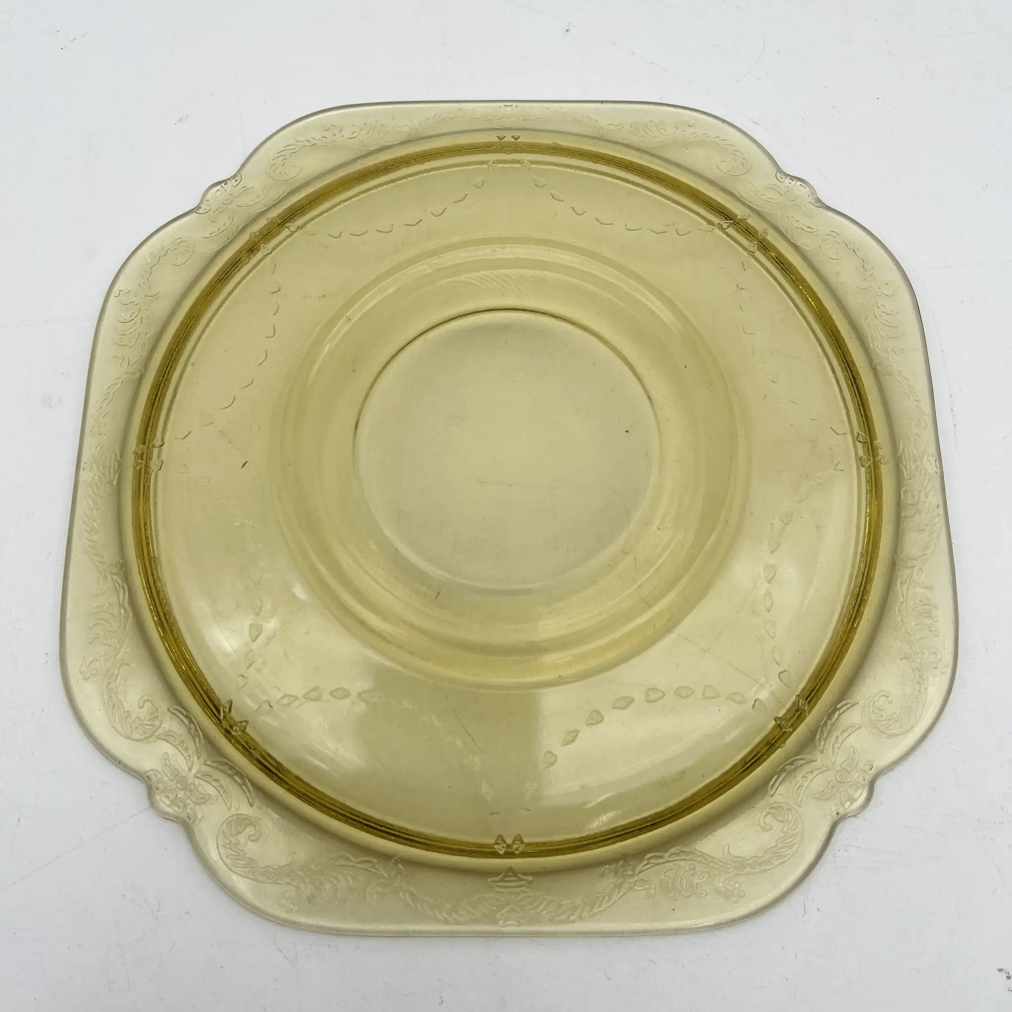 【复古】杯&碟2p / Federal Glass(联邦玻璃)/ Madrid / Recollection / 1976 /玻璃/美国/ 解压玻璃,压模成型,琥珀