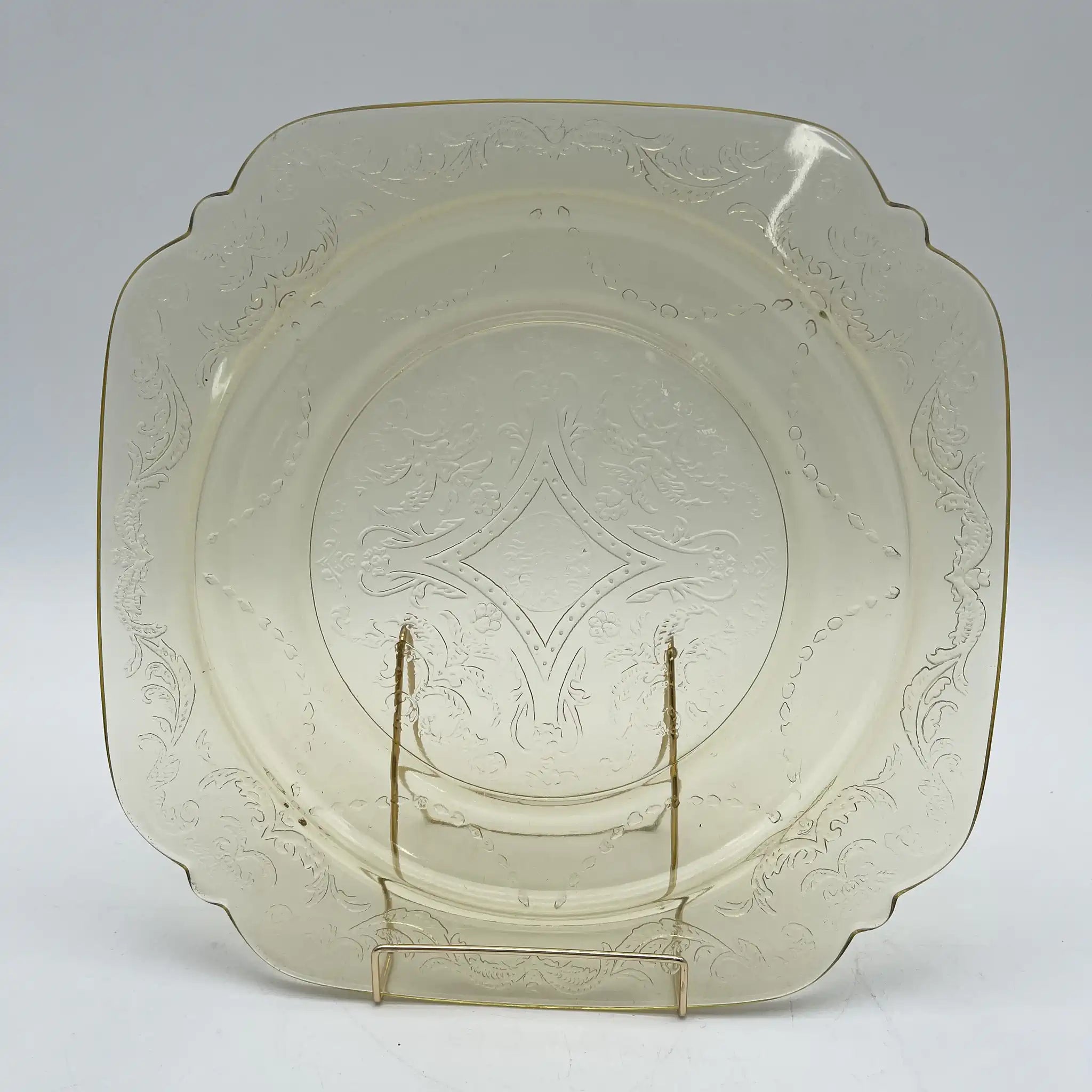 【复古】餐盘(主盘)/ Federal Glass(联邦玻璃)/ Madrid / 1930s /玻璃/美国/ depressing Glass, 压模成型,琥珀