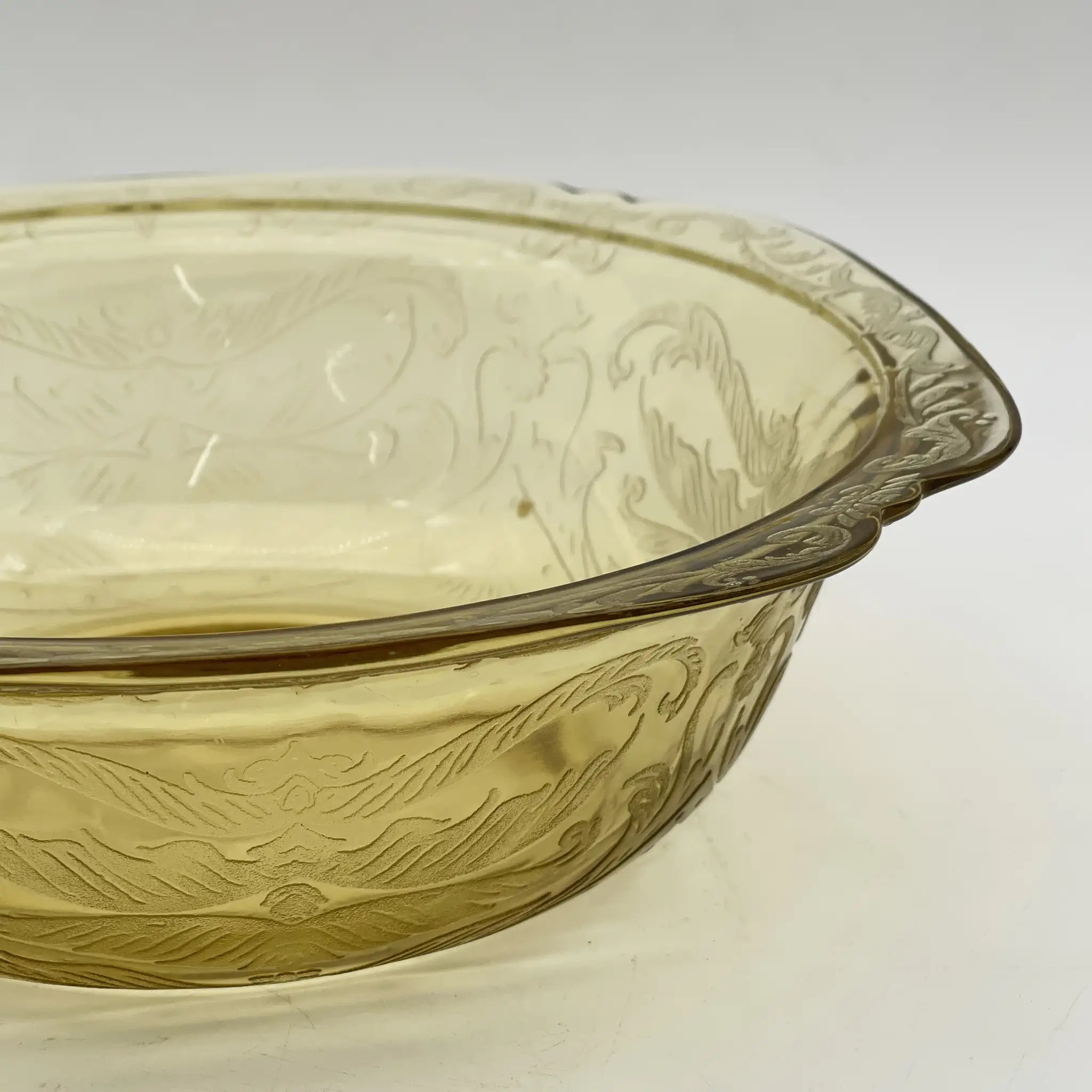 【复古】爵士碗(大碗)/ Federal Glass(联邦玻璃)/ Madrid / 1930s /玻璃/美国/ depureglass, 压模成型,琥珀