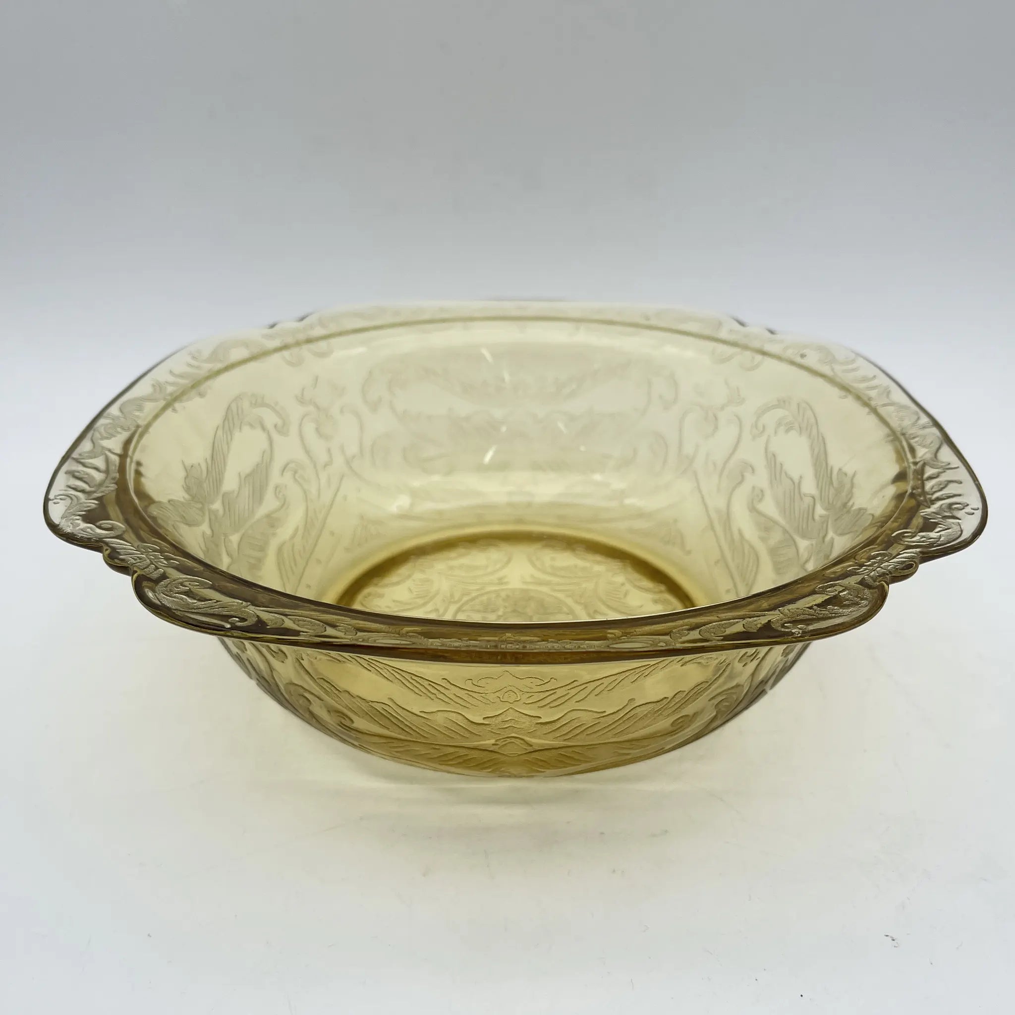 【ビンテージ】 サービングボウル (大鉢) / Federal Glass (フェデラル・グラス) / Madrid / 1930s / ガラス / アメリカ / デプレッショングラス, 型押し成型, アンバー