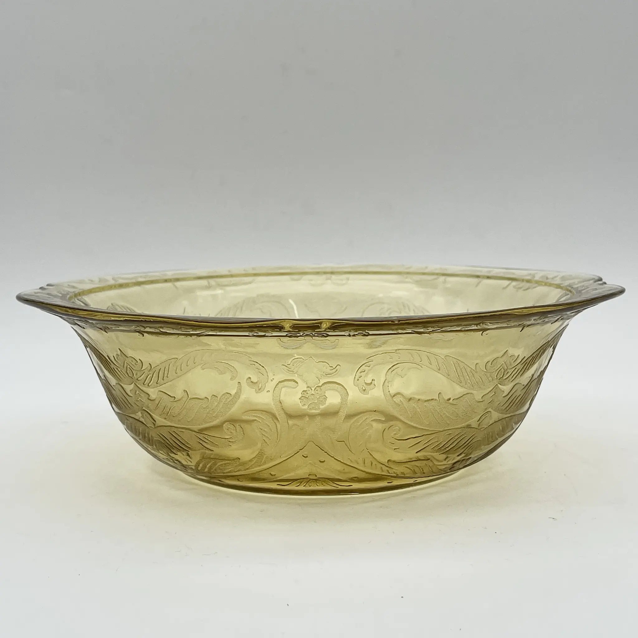 【复古】爵士碗(大碗)/ Federal Glass(联邦玻璃)/ Madrid / 1930s /玻璃/美国/ depureglass, 压模成型,琥珀
