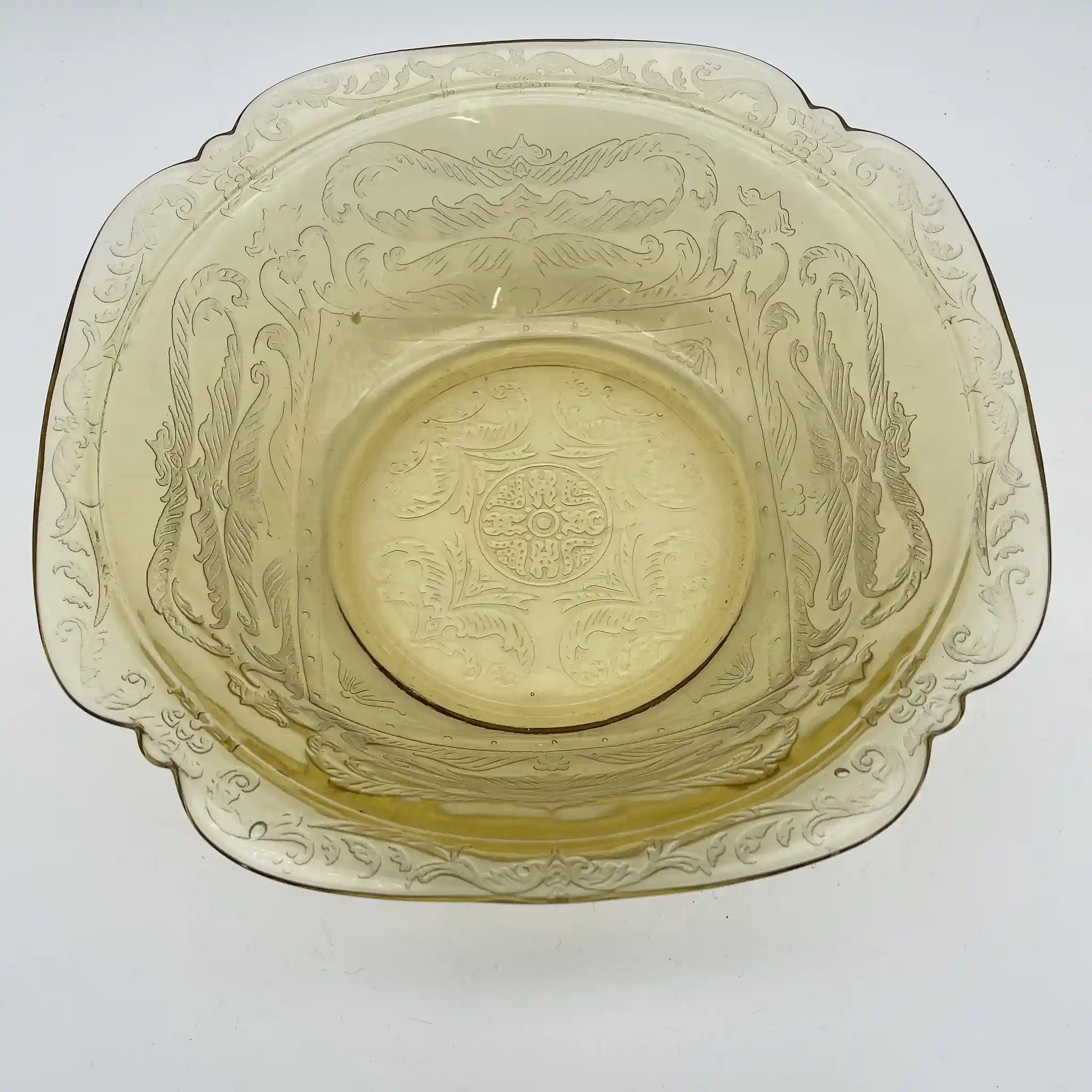 【复古】爵士碗(大碗)/ Federal Glass(联邦玻璃)/ Madrid / 1930s /玻璃/美国/ depureglass, 压模成型,琥珀