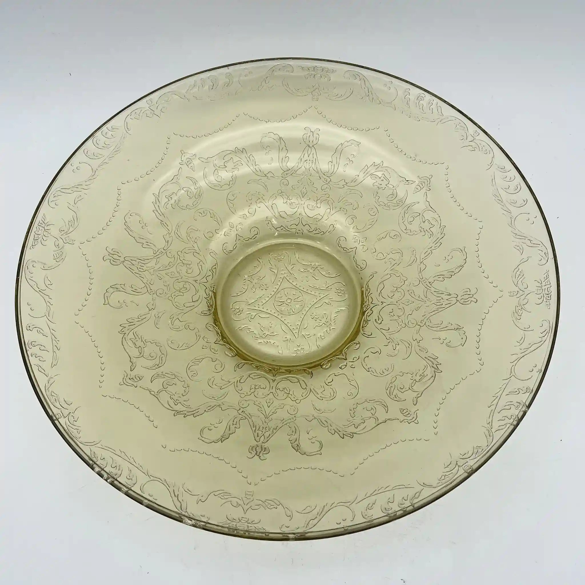 【复古】盘子(大盘子)/ Federal Glass(联邦玻璃)/ Madrid / 1930s /玻璃/美国/解压缩玻璃, 压模成型,琥珀