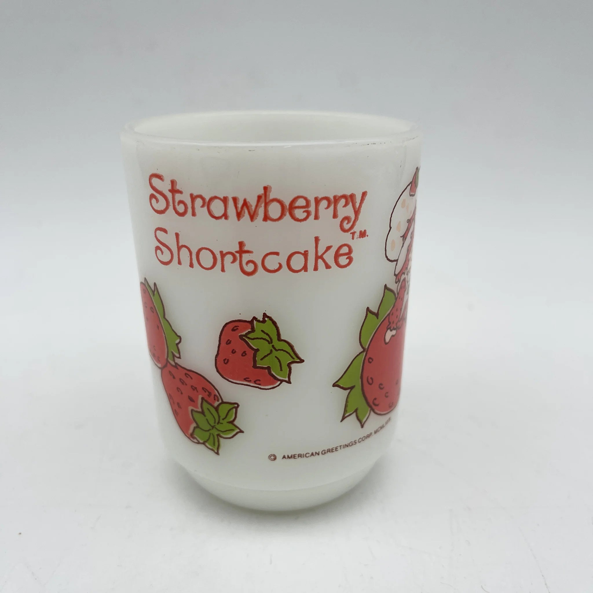 【再利用】马克杯/ Anchor Hocking / Fire-King / Strawberry Shortcake / 1980s /牛奶玻璃/ 美国/堆叠杯,印刷设计