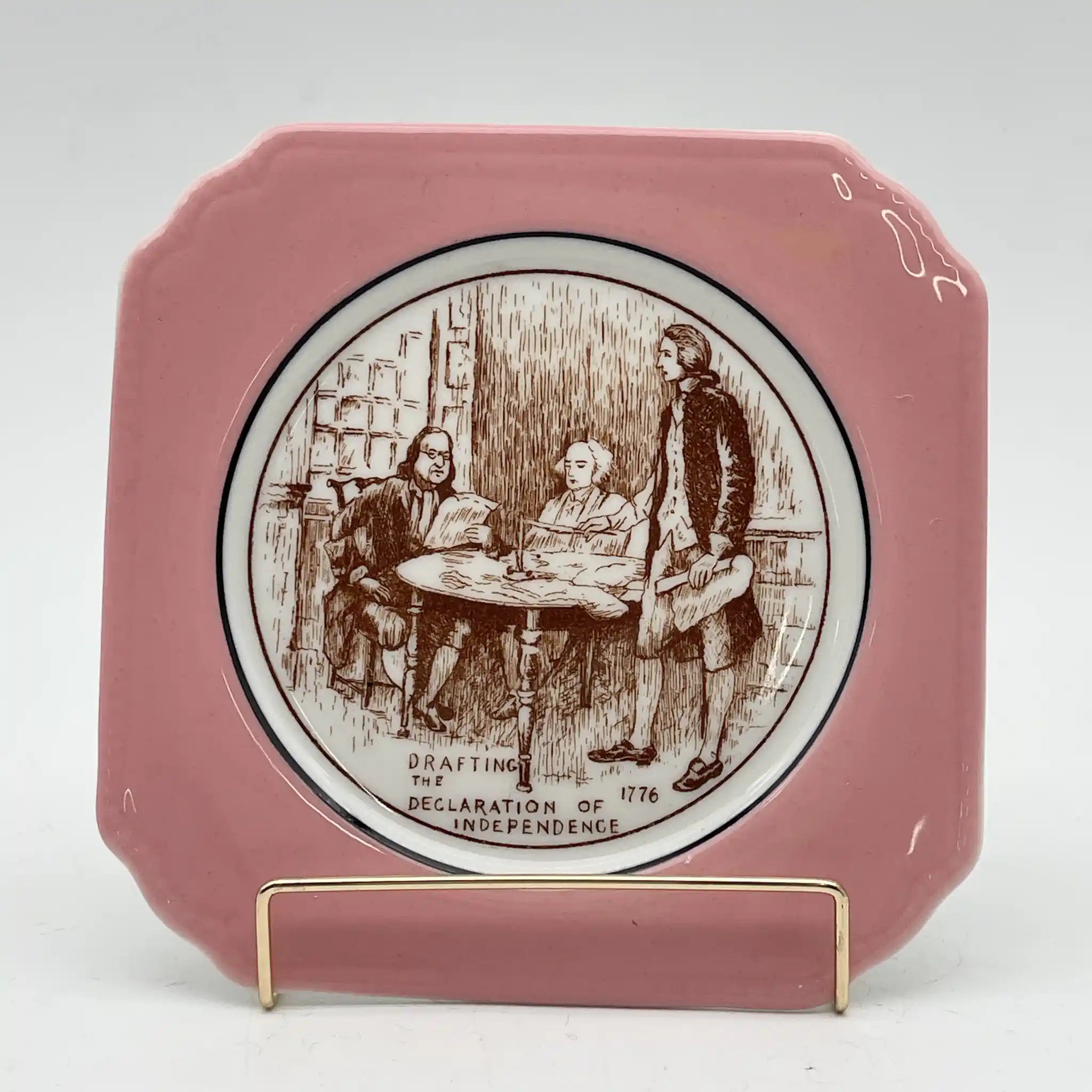 【复古】黄油盘(豆盘)/ Syracuse China / 1776 Drafting the Declaration of Independence / 1920-1940s /陶瓷/美国/绘盘,铜版转印