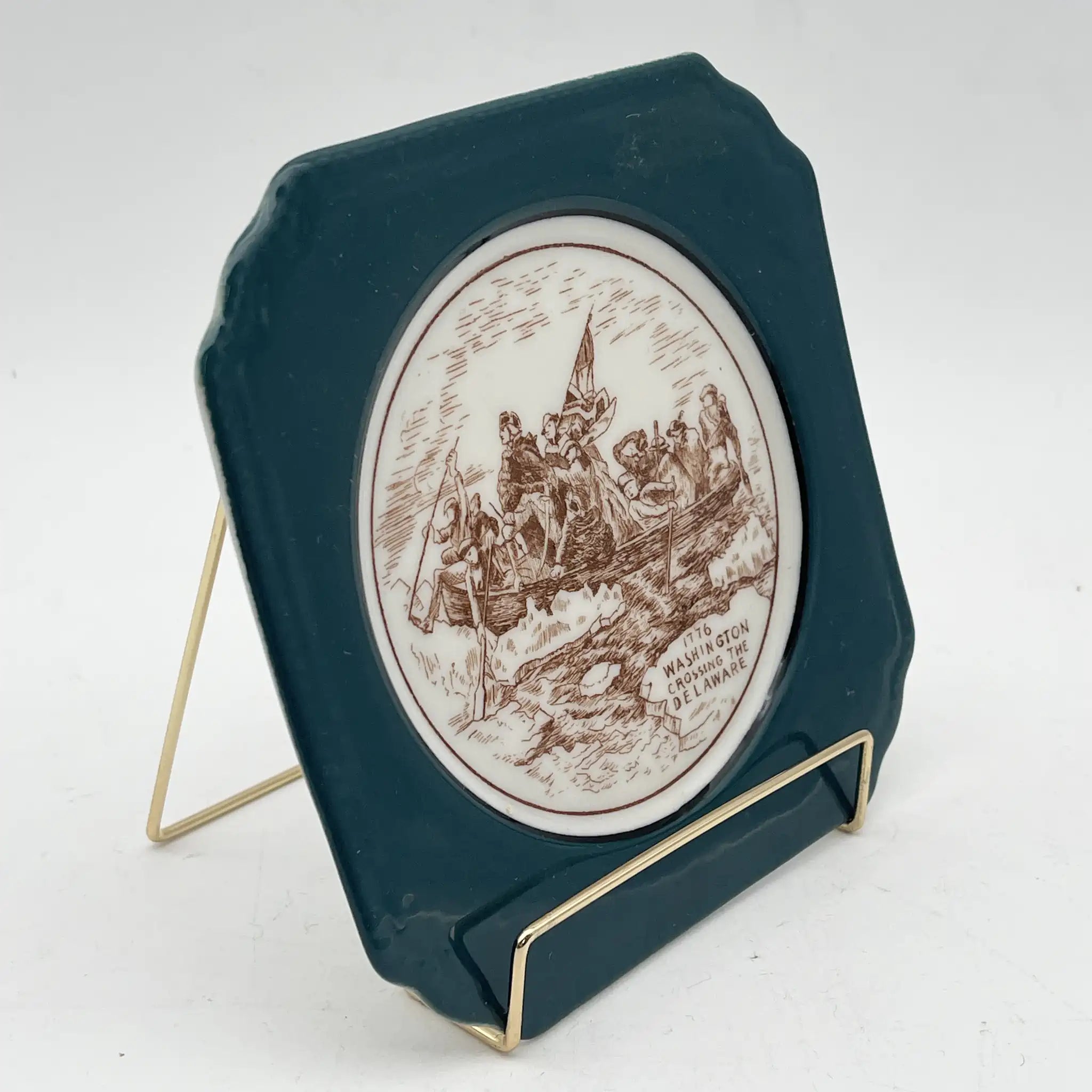 【ビンテージ】 バタープレート (豆皿) / Syracuse China / 1776 WASHINGTON CROSSING THE DELAWARE / 1920-1940s / 陶磁器 / アメリカ / 絵皿, 銅版転写