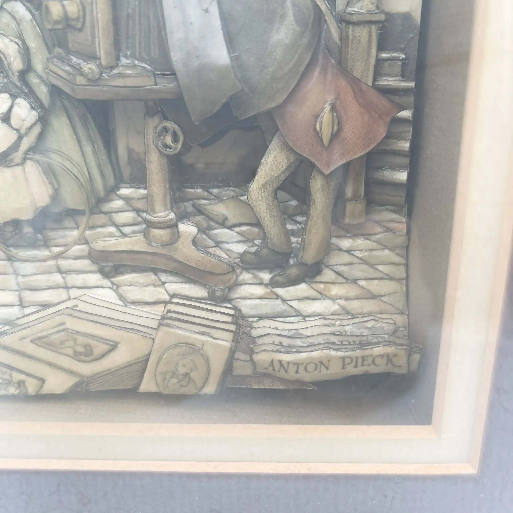 【复古】暗影盒(艺术框架)/原画:Anton Pieck /推测1970-1980s /木制/美国/ 3d装饰