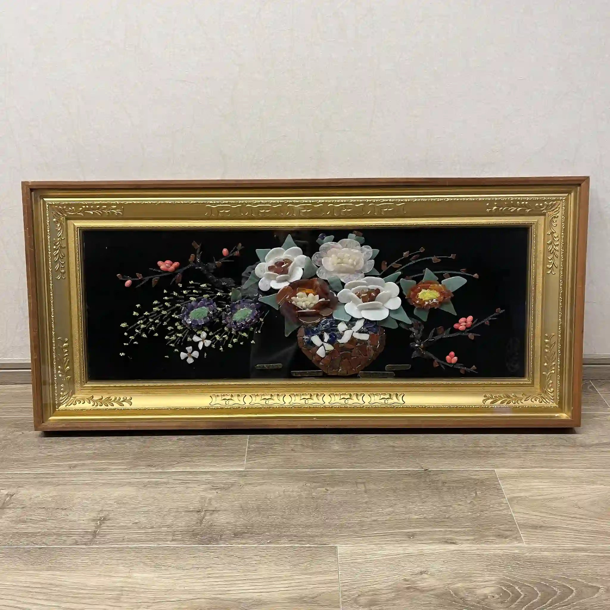 【再利用】宝石画(艺术框架)/推测1970-1990s /天然石/中国