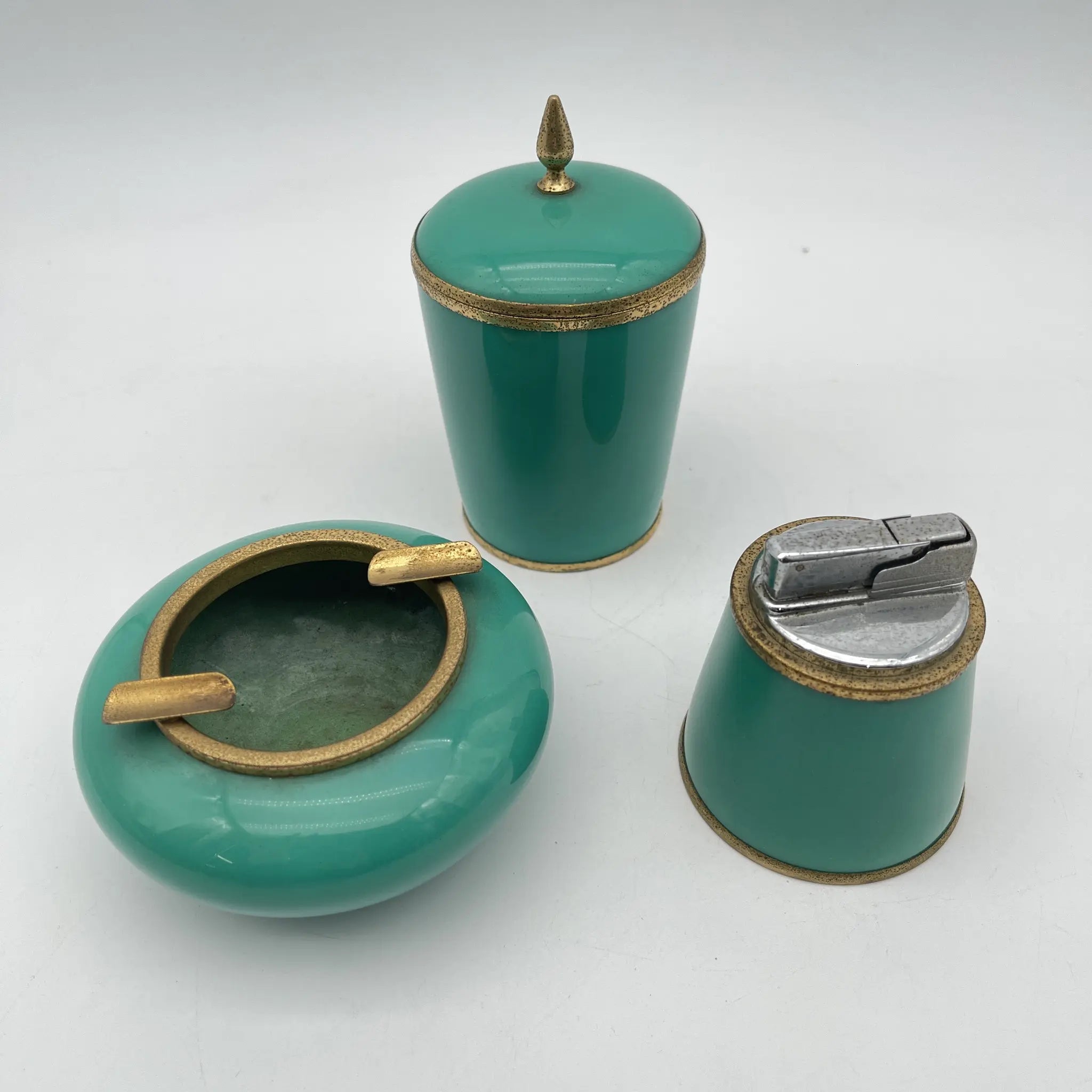 【ビンテージ】 喫煙具3P (ライター・灰皿・シガレットボックス) / 七宝焼 / 推定1960-80s / 銅 / 日本 / プリンス製ライター