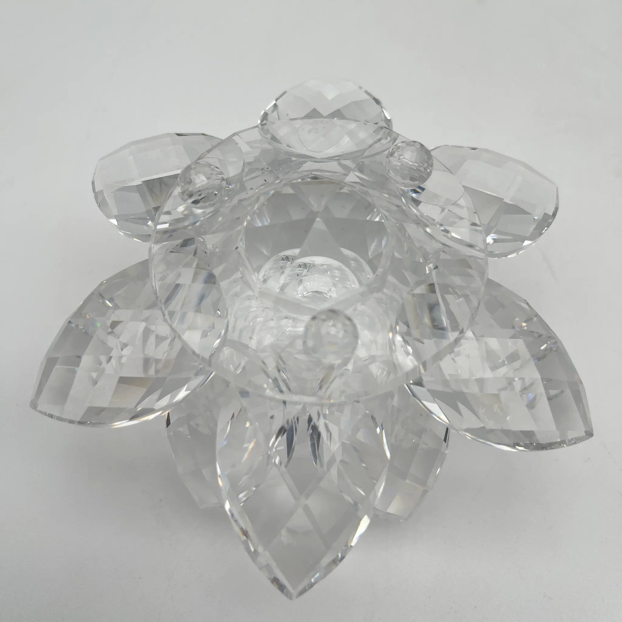 【再利用】烛台/ Swarovski(施华洛世奇)/莲花/估计1990-2010s /水晶玻璃/奥地利/平面切割