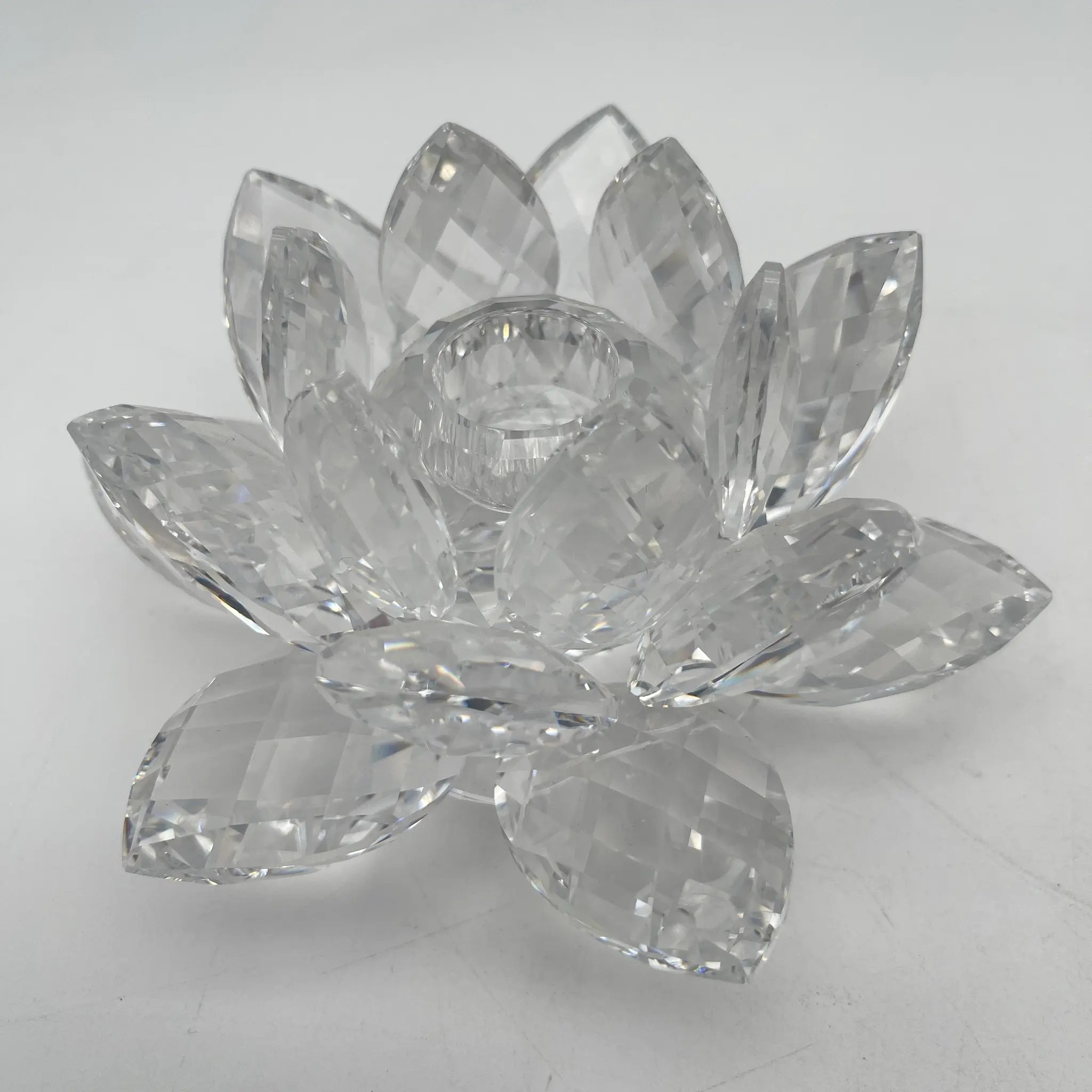 【再利用】烛台/ Swarovski(施华洛世奇)/莲花/估计1990-2010s /水晶玻璃/奥地利/平面切割