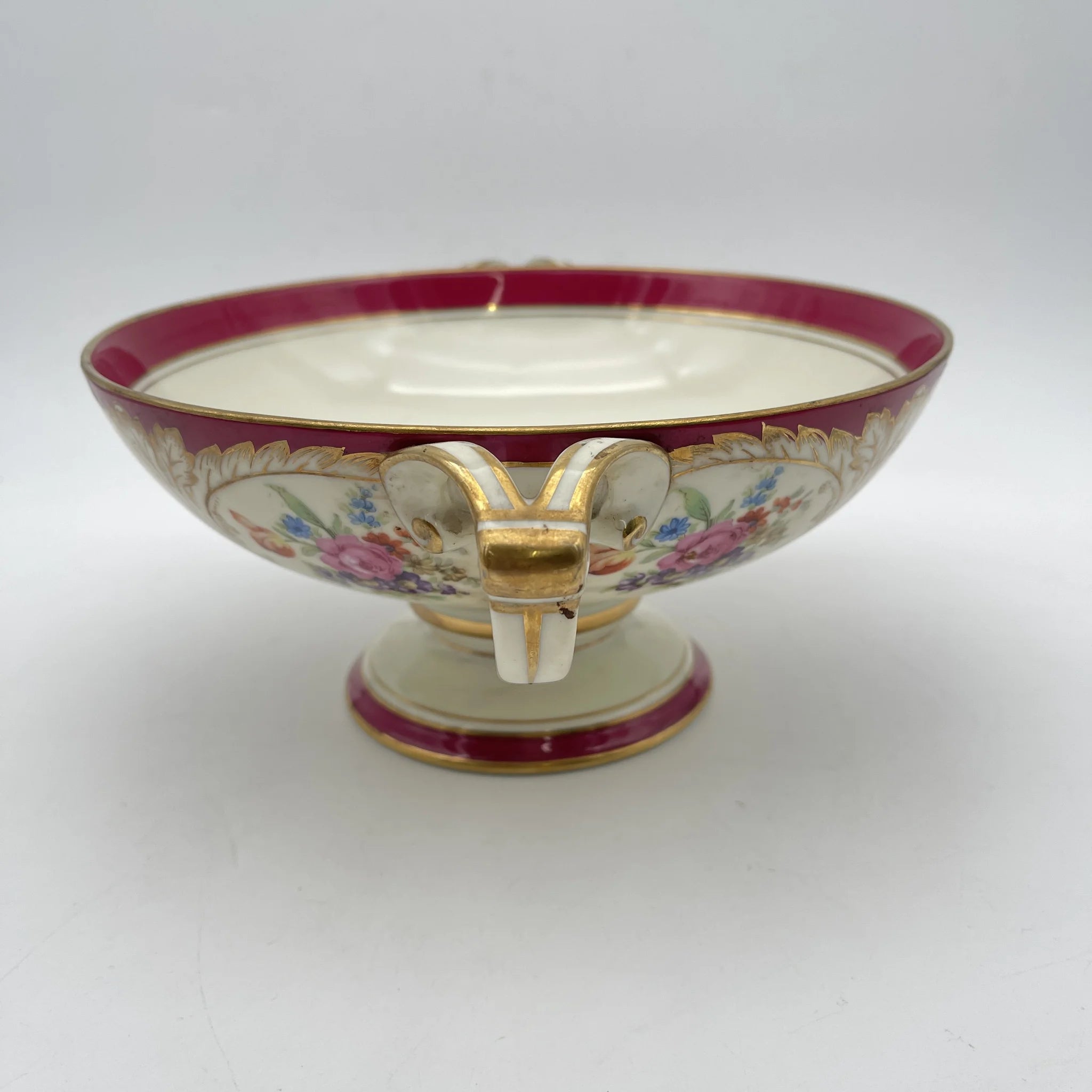 【复古】蜜饯(competer /高台盘子)/ Noritake(紫菜)/估计1910-20s /瓷器/日本/双手柄,金彩