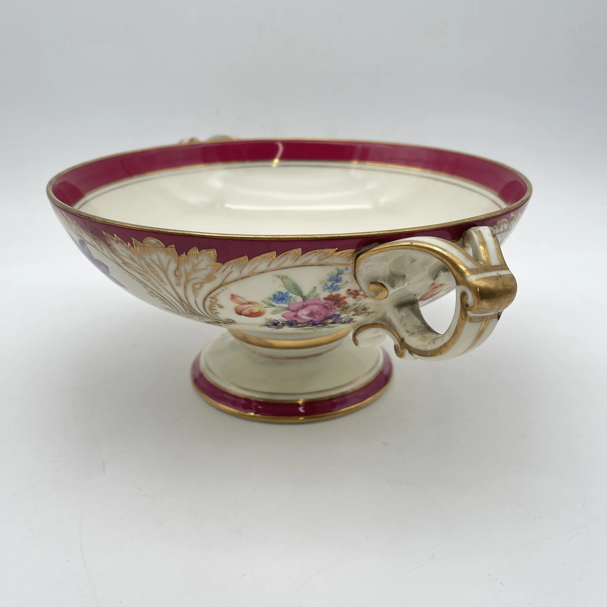 【复古】蜜饯(competer /高台盘子)/ Noritake(紫菜)/估计1910-20s /瓷器/日本/双手柄,金彩