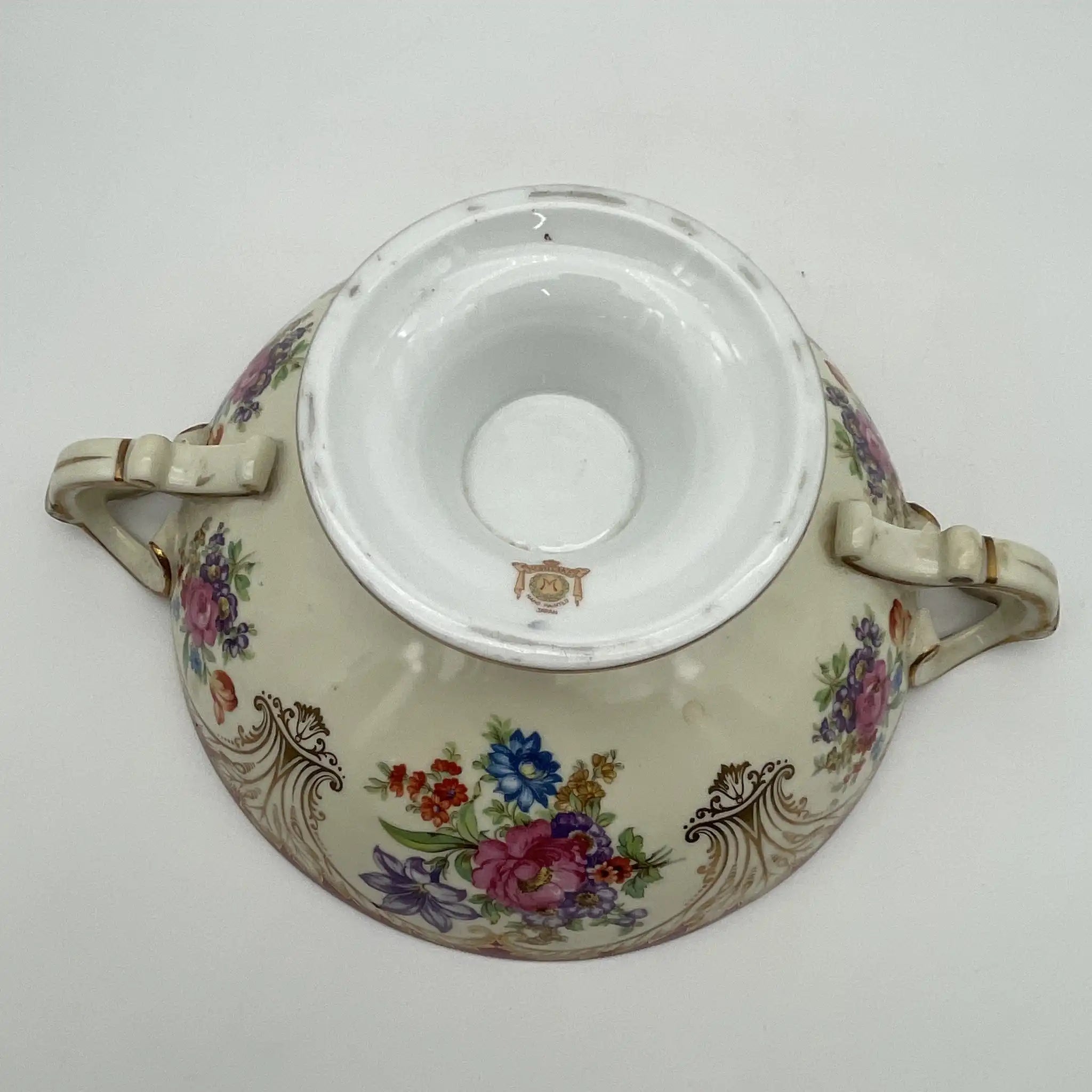 【复古】蜜饯(competer /高台盘子)/ Noritake(紫菜)/估计1910-20s /瓷器/日本/双手柄,金彩