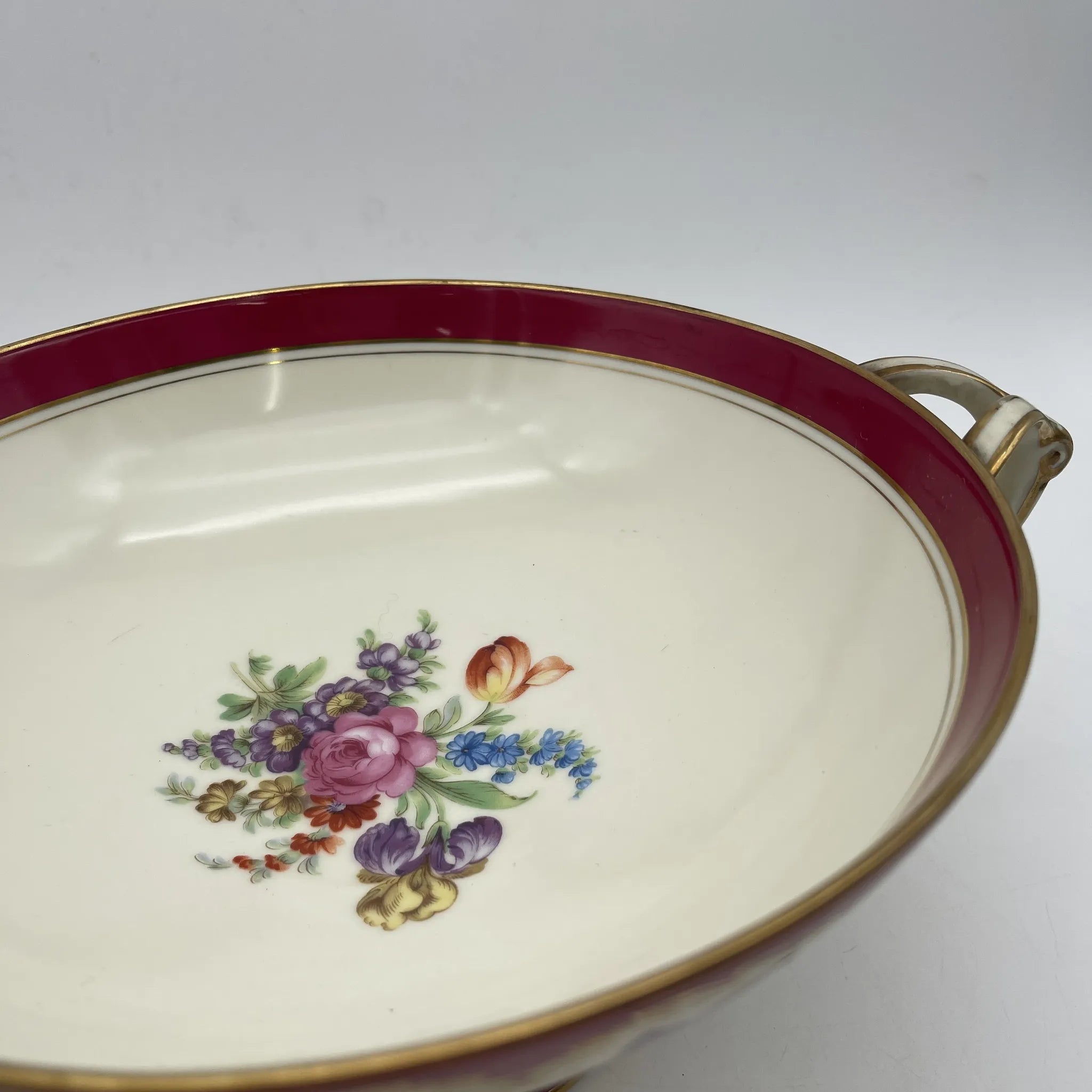 【复古】蜜饯(competer /高台盘子)/ Noritake(紫菜)/估计1910-20s /瓷器/日本/双手柄,金彩
