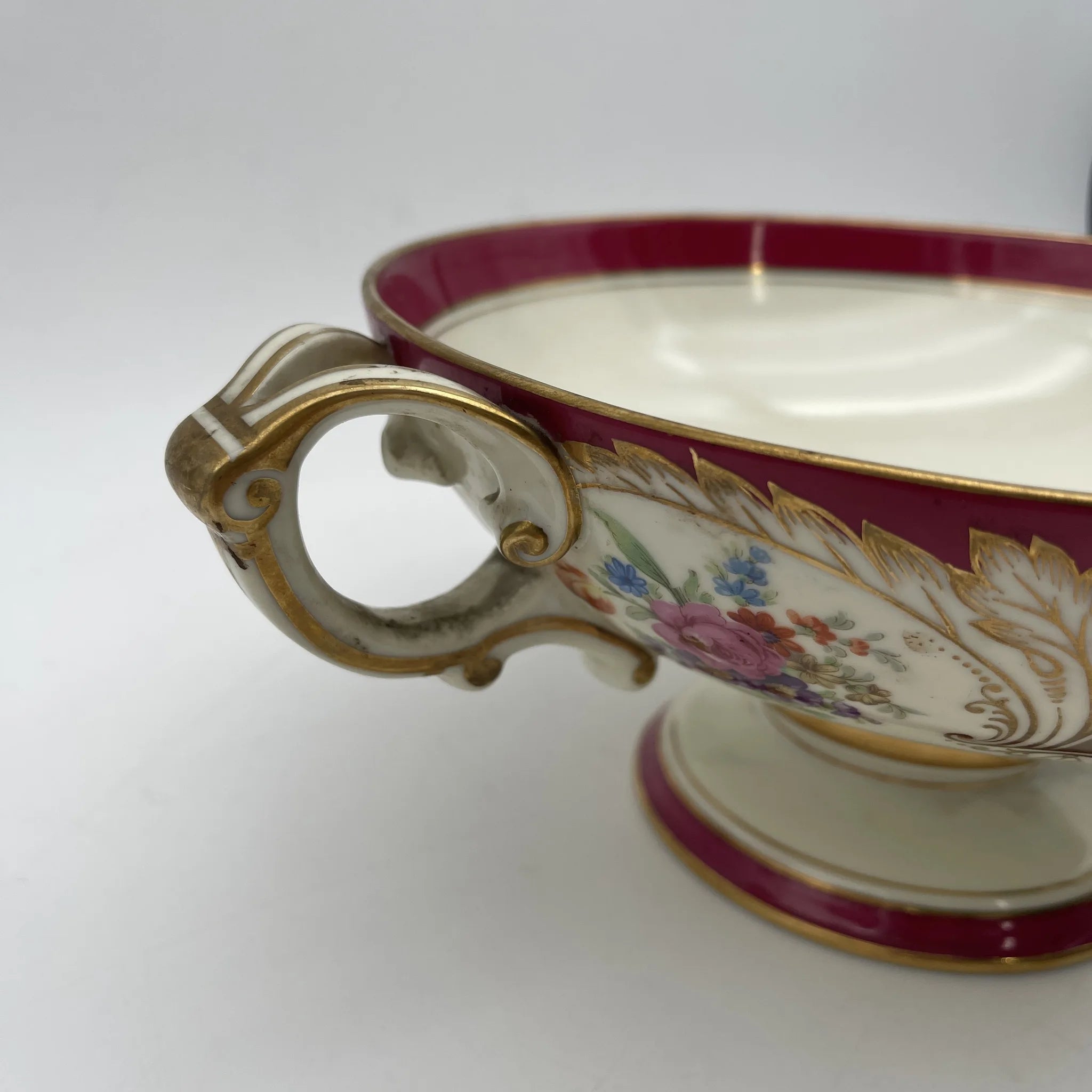 【复古】蜜饯(competer /高台盘子)/ Noritake(紫菜)/估计1910-20s /瓷器/日本/双手柄,金彩