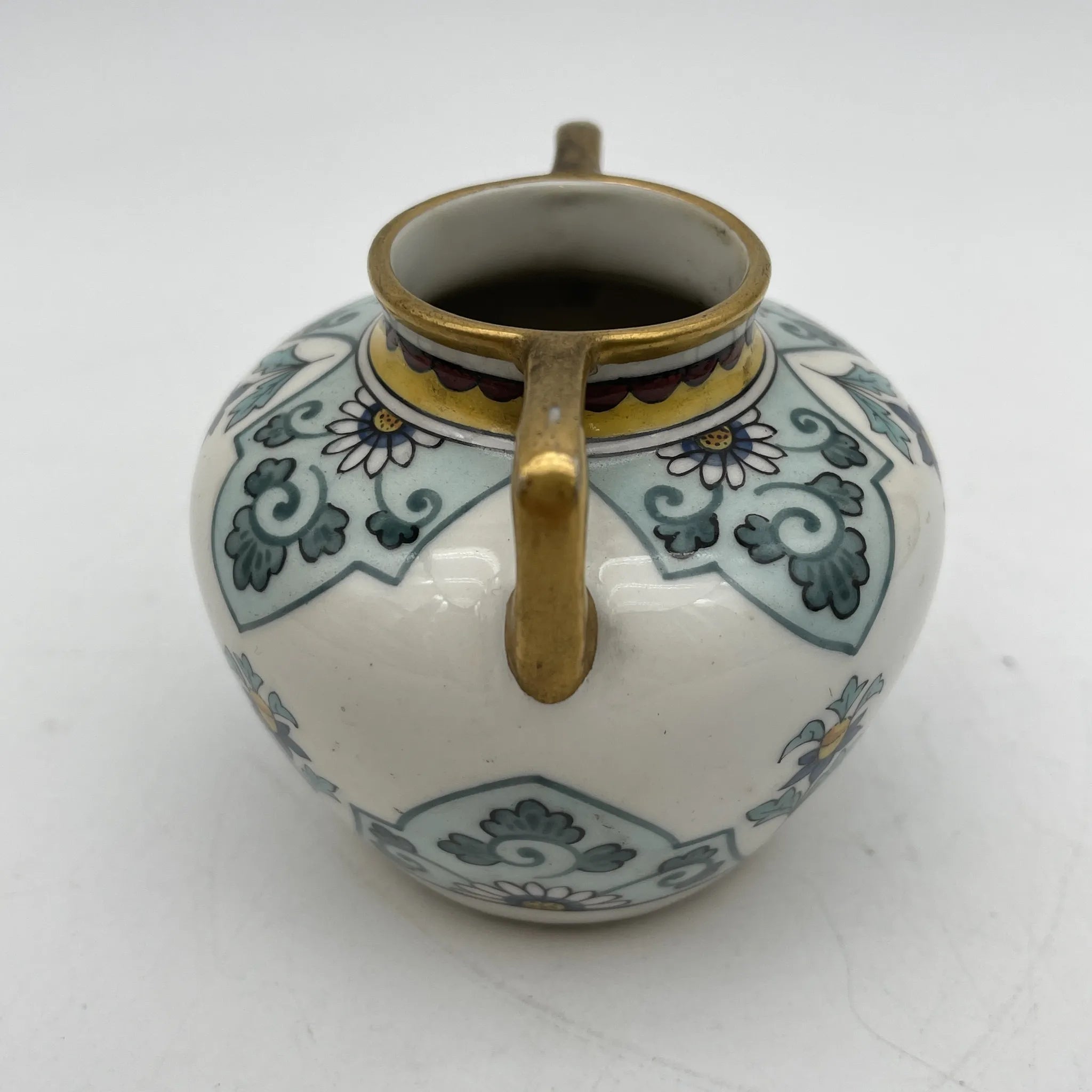 【葡萄酒】花卉基地(花瓶)/里摩日瓷器/估计20c中期/瓷器/法国/双手柄,金色