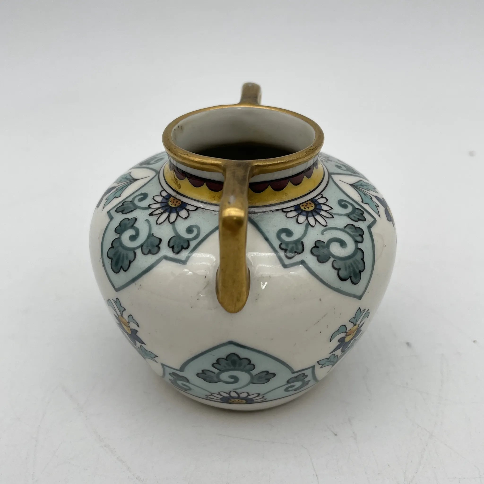 【葡萄酒】花卉基地(花瓶)/里摩日瓷器/估计20c中期/瓷器/法国/双手柄,金色