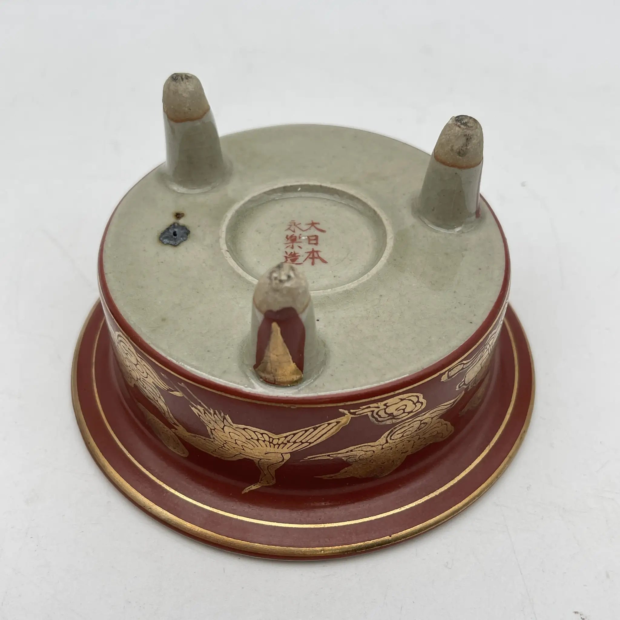 【骨董品】 香炉 / 永楽 / 明治末-大正 / 陶器 / 日本 / 鳳凰, 宝尽くし文, 三足