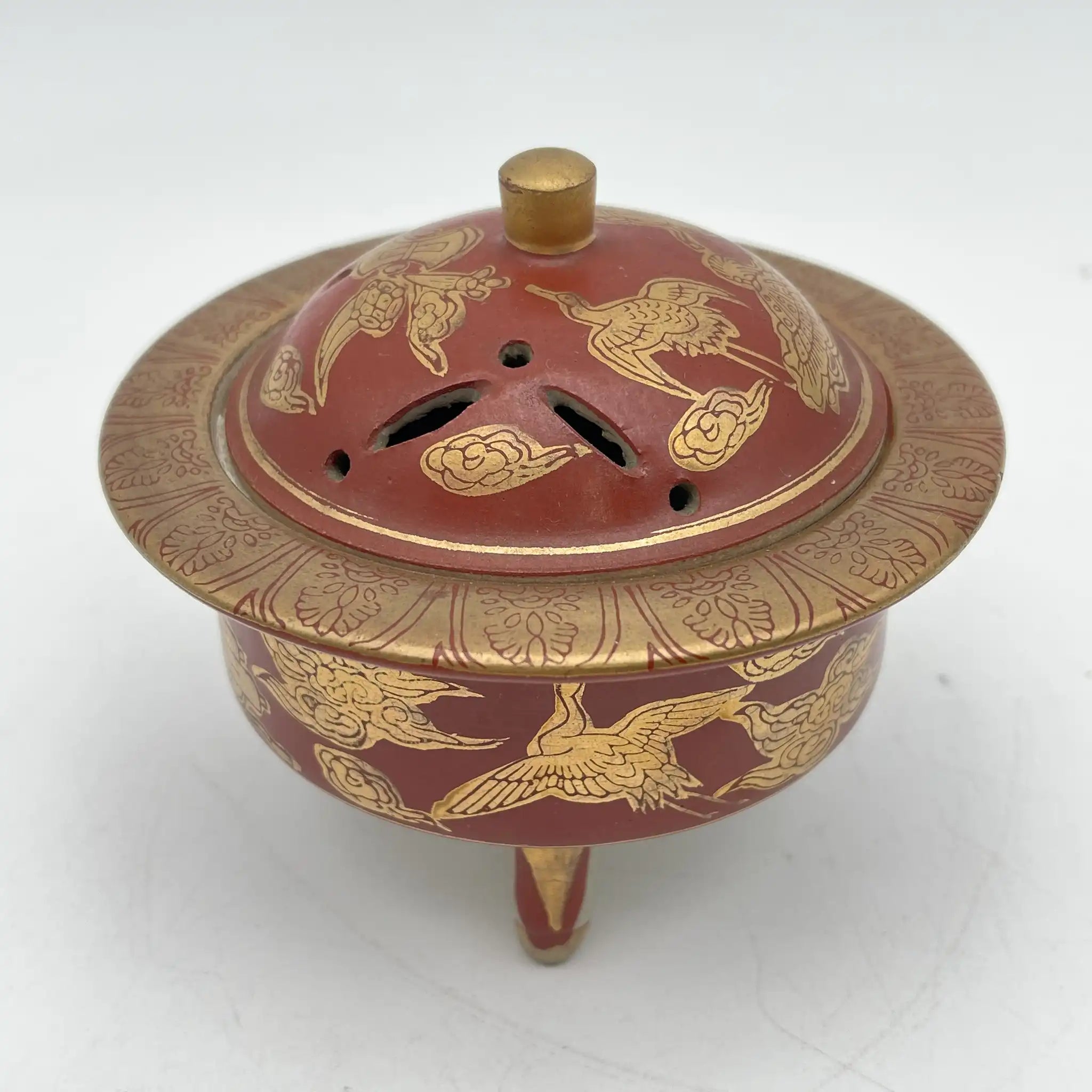 【骨董品】 香炉 / 永楽 / 明治末-大正 / 陶器 / 日本 / 鳳凰, 宝尽くし文, 三足