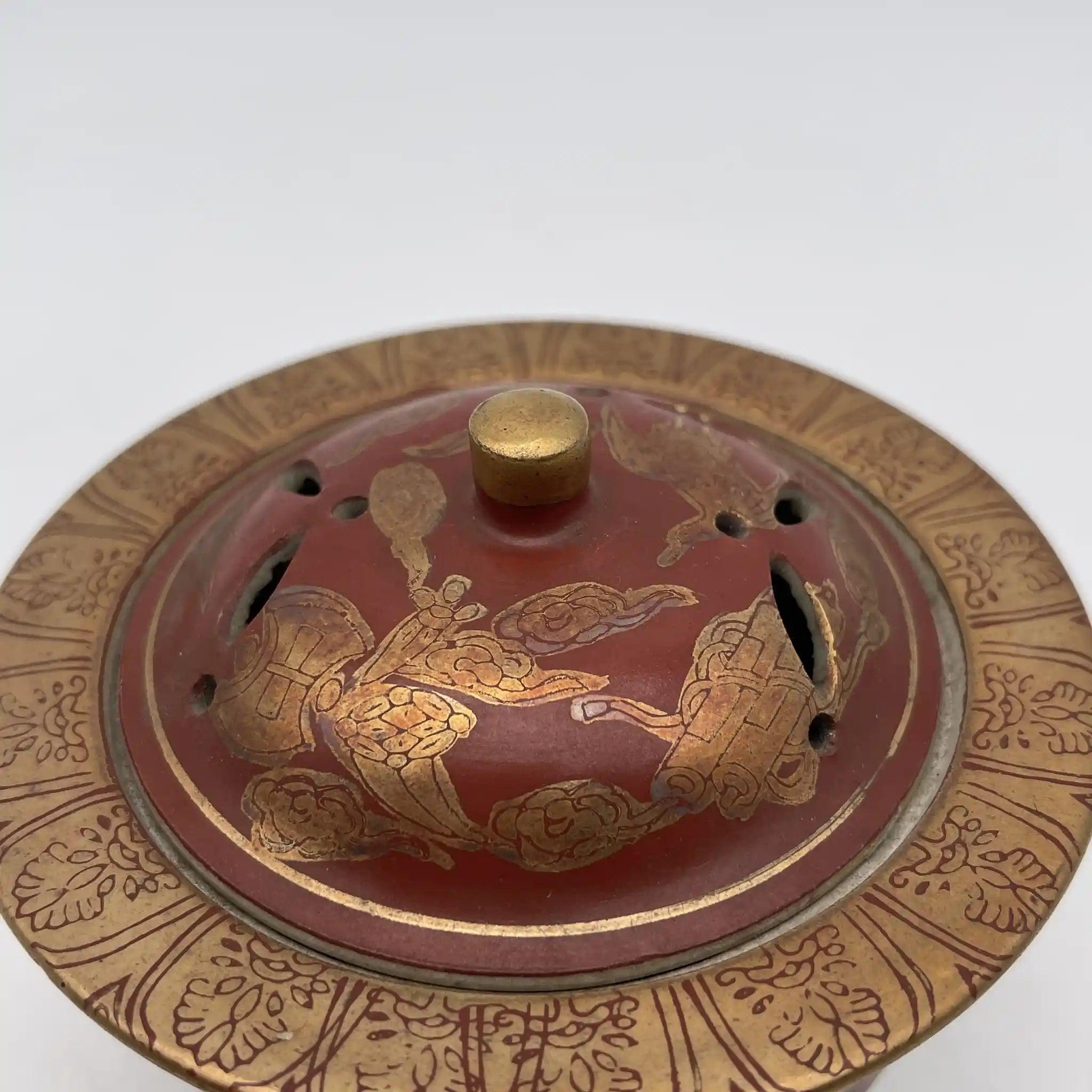 【骨董品】 香炉 / 永楽 / 明治末-大正 / 陶器 / 日本 / 鳳凰, 宝尽くし文, 三足