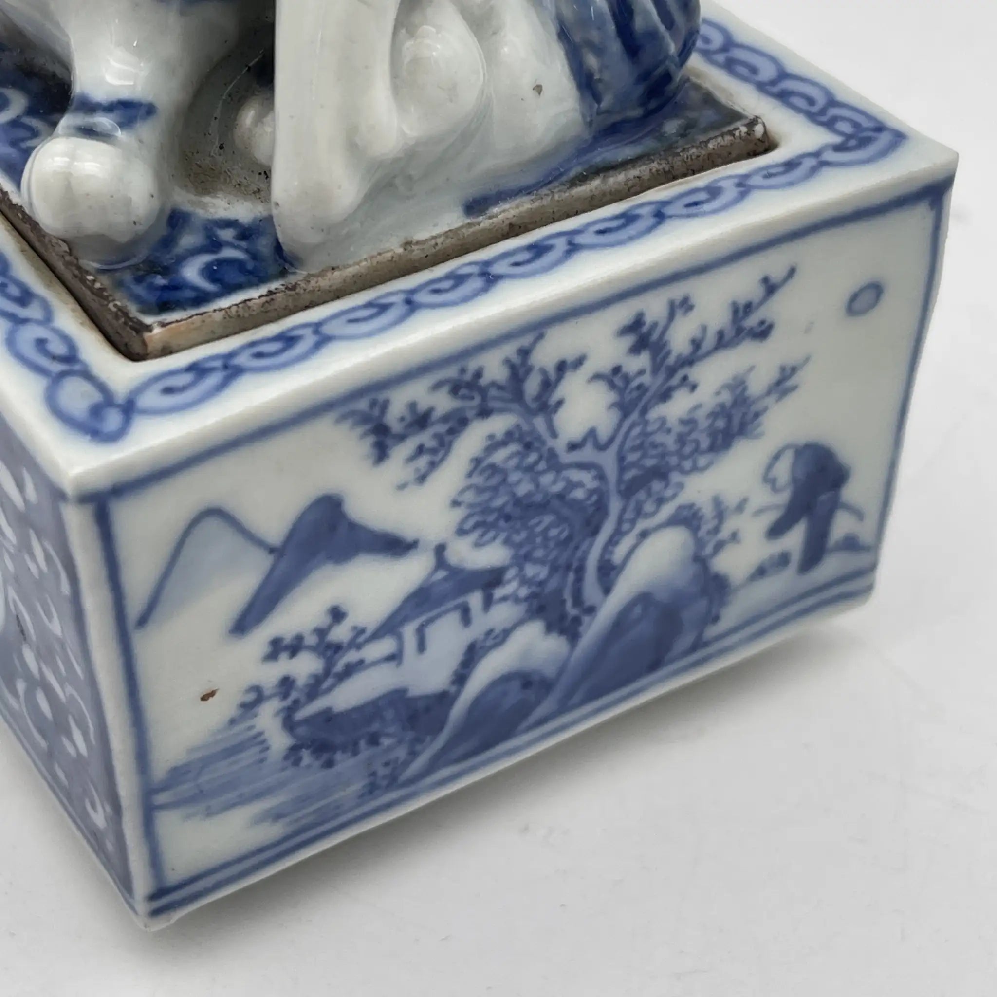 【复古】香炉/祥瑞/推测20c中后期/瓷器/日本/狮子,鹤,山水,青花