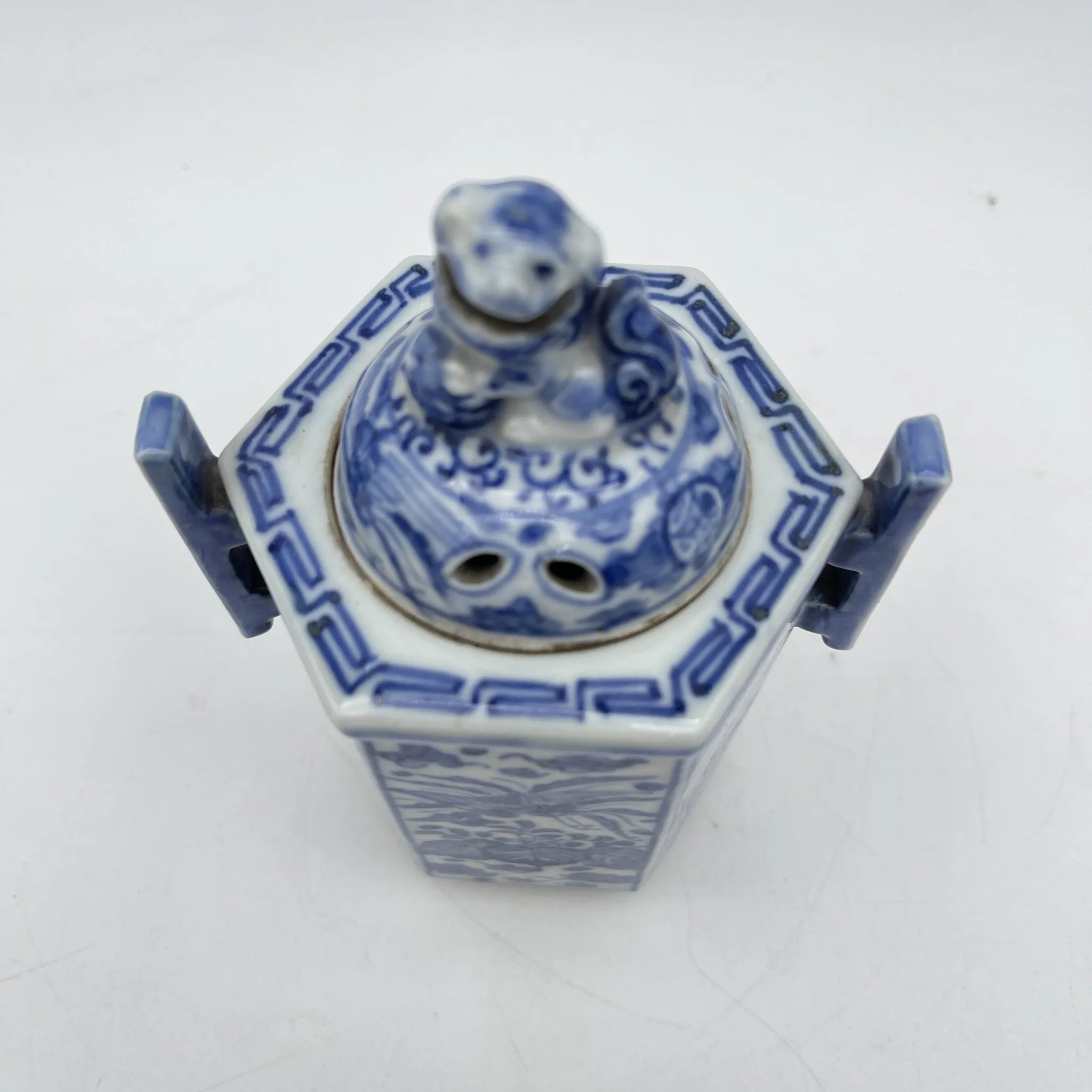 【复古】香炉/祥瑞/推测20c中后期/瓷器/日本/狮子,凤凰,青花