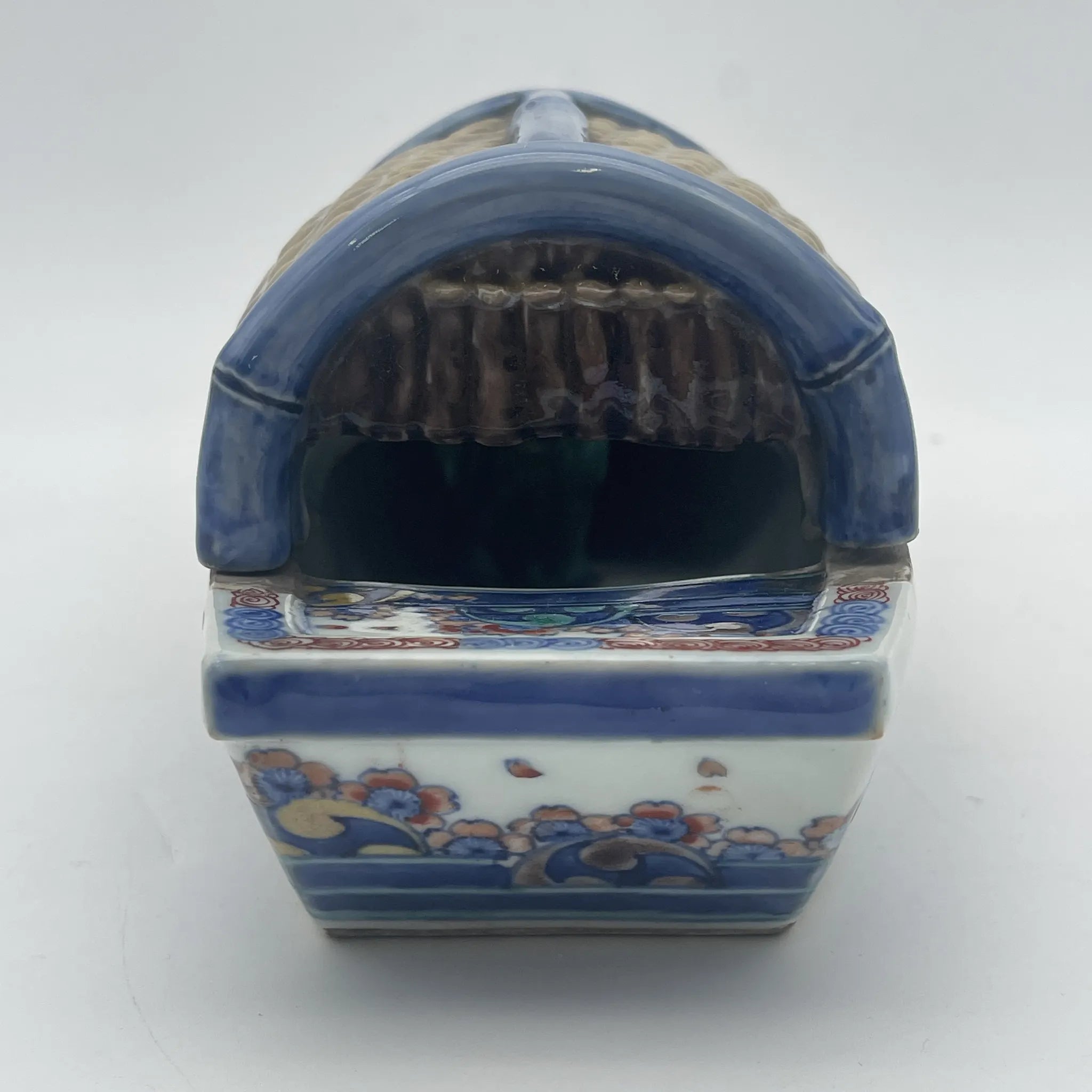 【复古】盖附置物(小物盒)/估计20c后期/瓷器/日本/屋形船