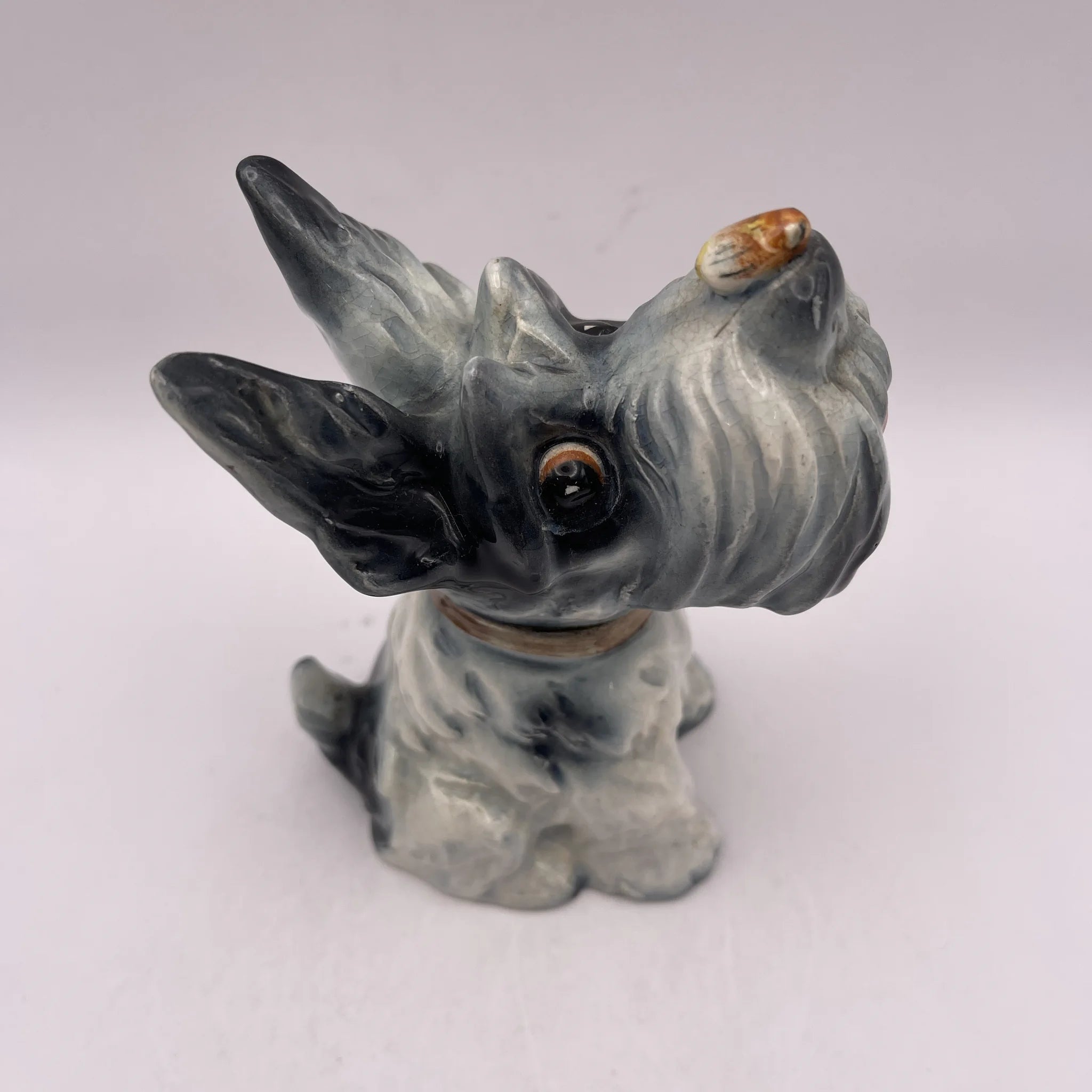 【复古】公仔(陶瓷器娃娃)/雪纳瑞/推测20c中期/陶器/日本