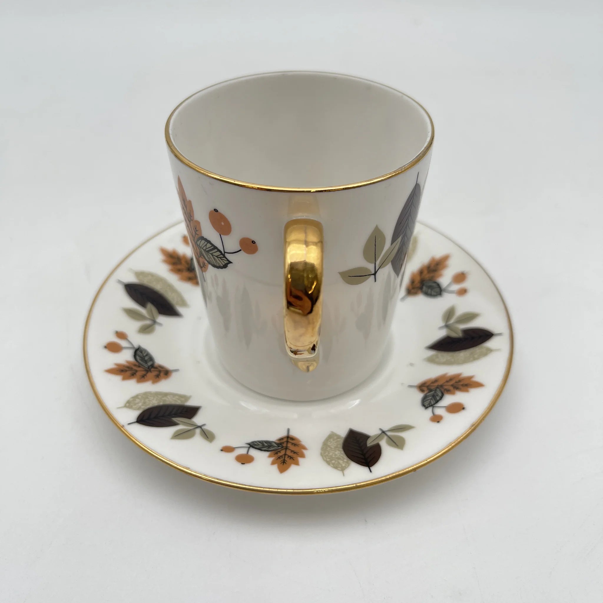 【复古】杯&碟2p / Royal Imperial(皇家帝国)/估计20c中期/ Bone China /英国/ otamleaf,金彩