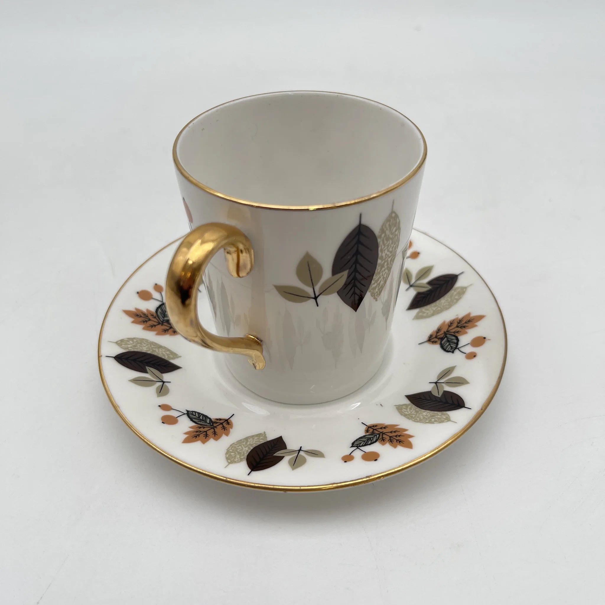 【复古】杯&碟2p / Royal Imperial(皇家帝国)/估计20c中期/ Bone China /英国/ otamleaf,金彩