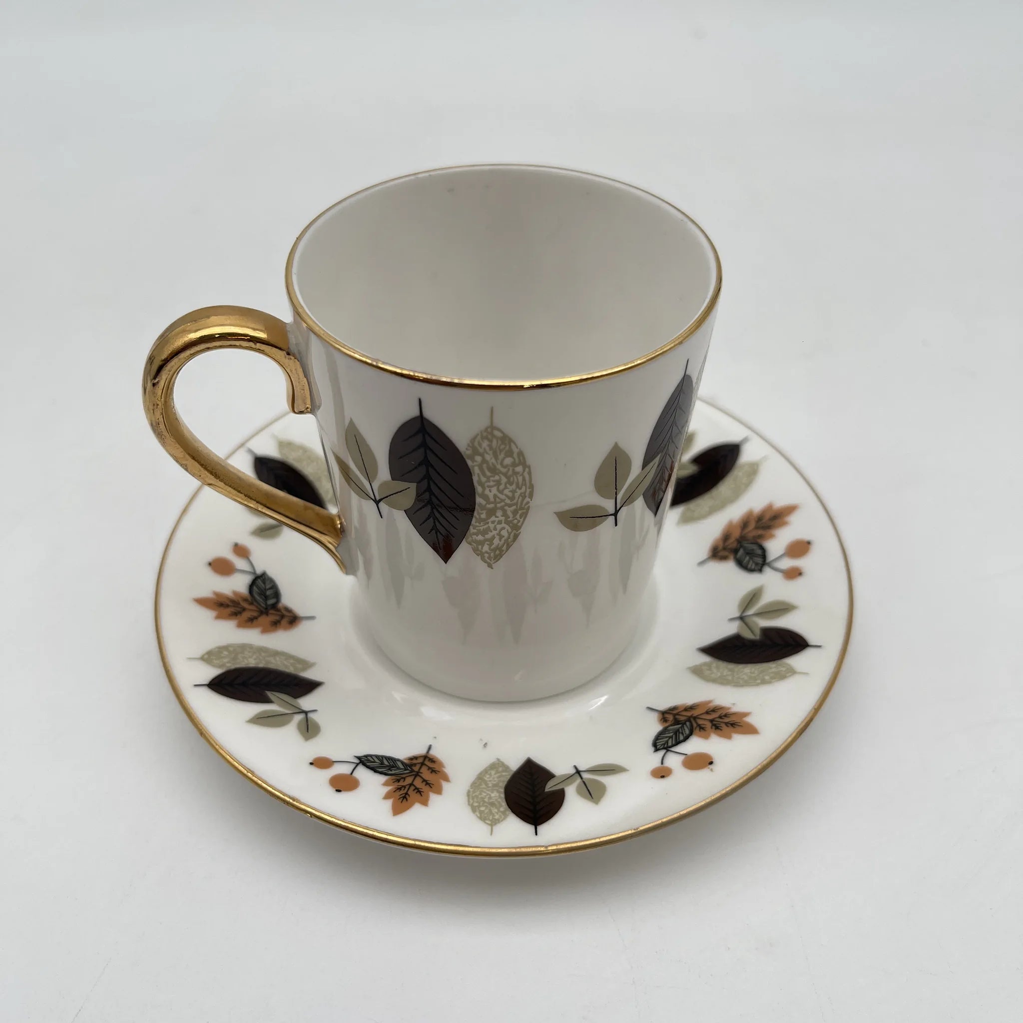 【复古】杯&碟2p / Royal Imperial(皇家帝国)/估计20c中期/ Bone China /英国/ otamleaf,金彩