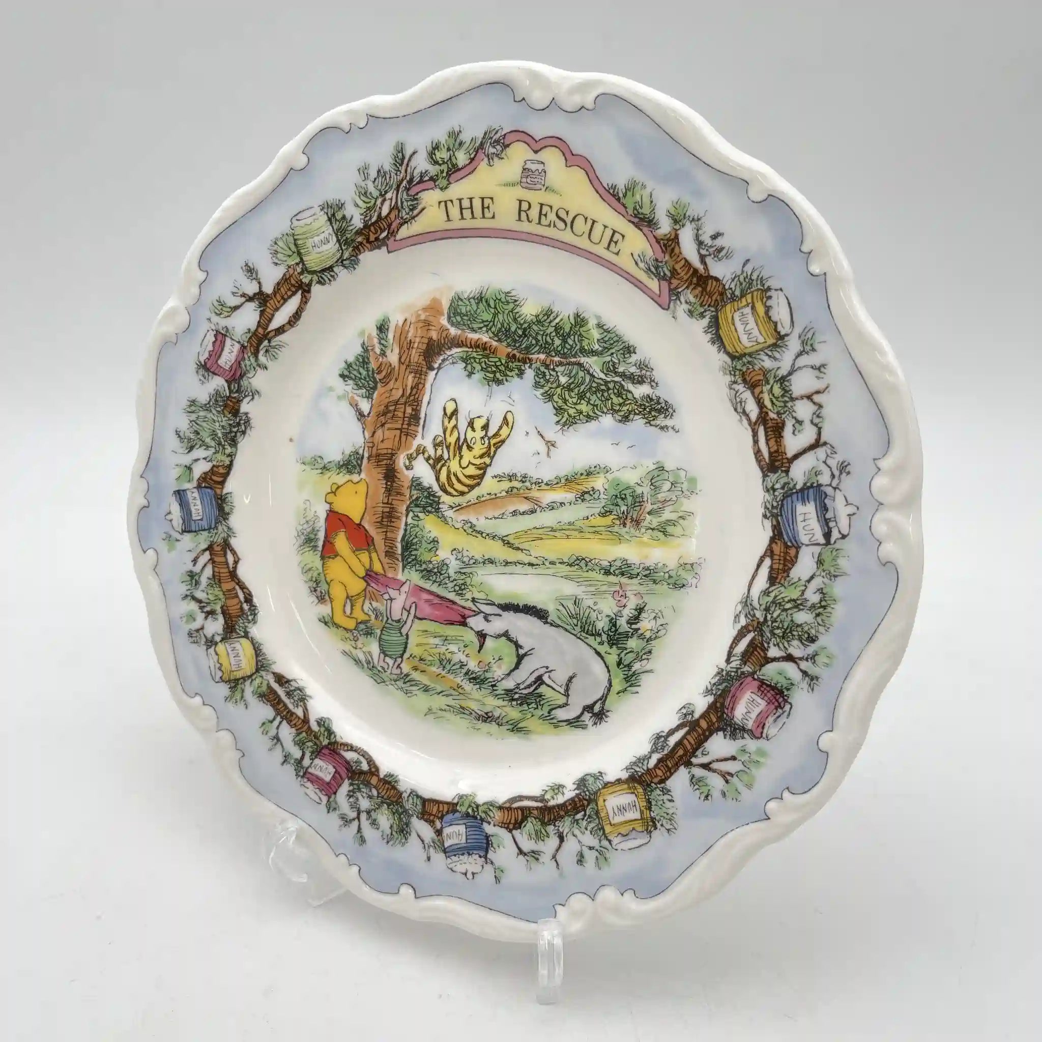 【复古】甜点盘(中盘)/ Royal Doulton / The Winnie The Pooh Collection / The Rescue /估计1990s / Bone China /英国/ John Finnie