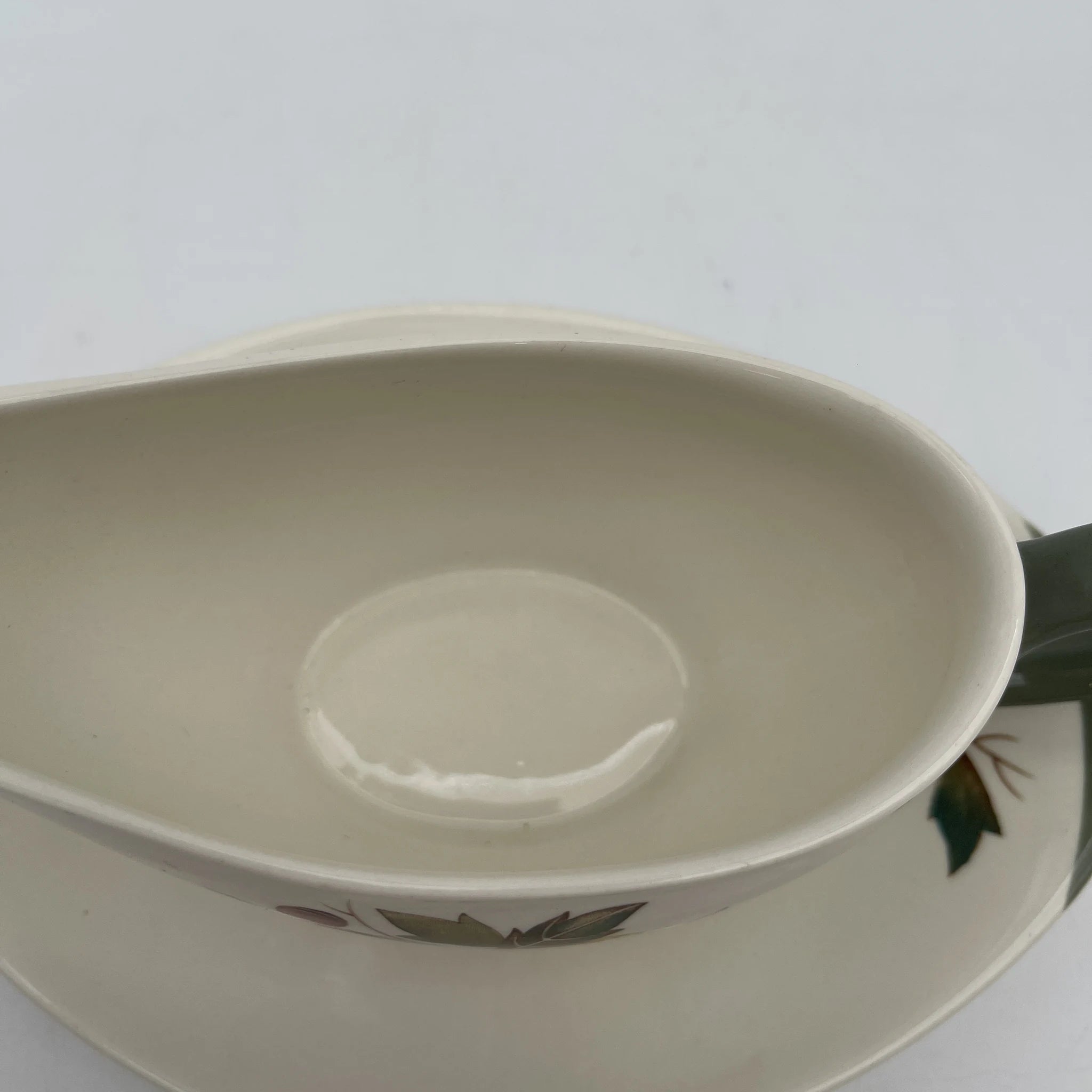 【复古】酱汁船和碟子/ Wedgewood / Covent Garden /估计20c中期/陶器/英国/植物艺术