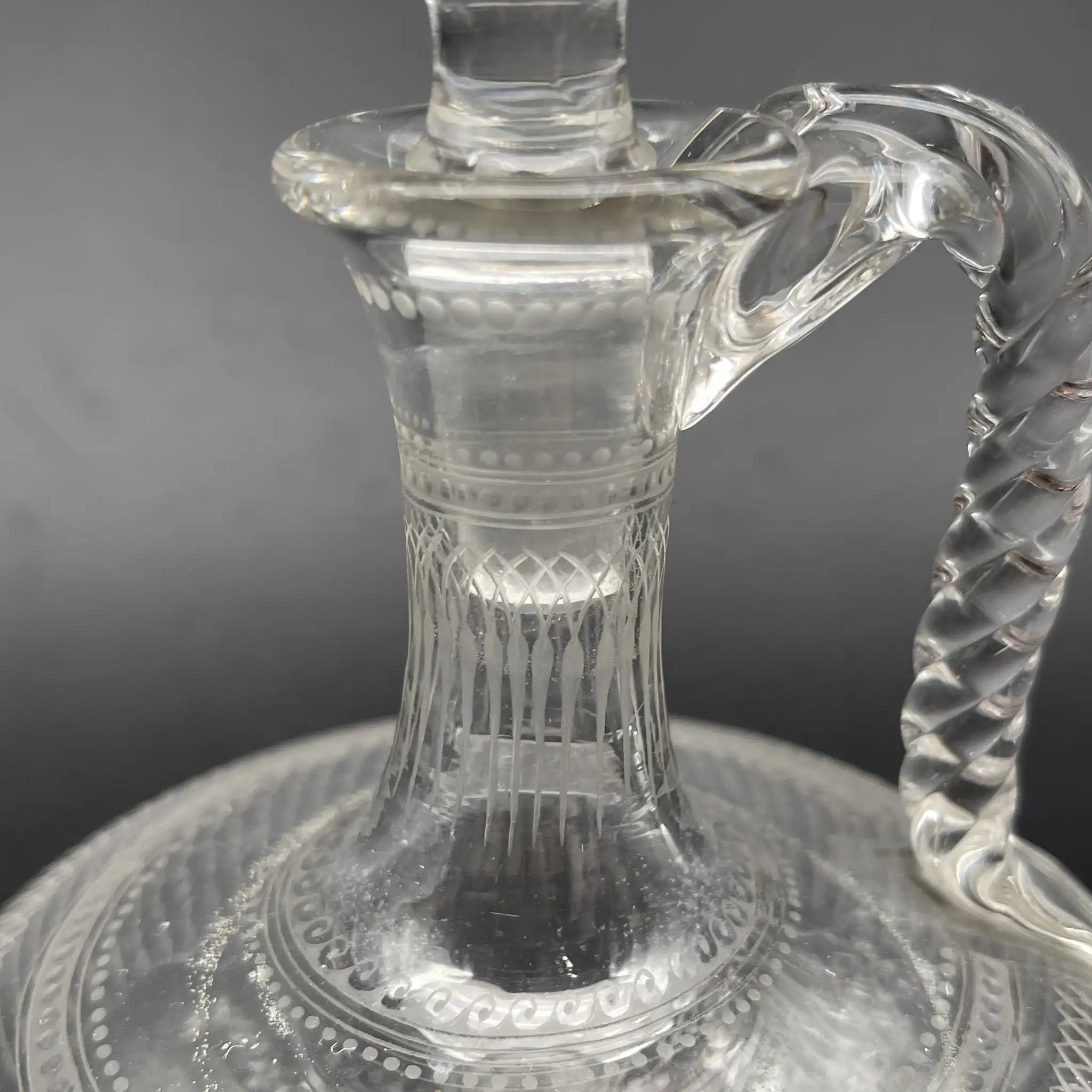 【古董】消光器/估计1900左右/水晶玻璃/欧洲/蚀刻,扭曲手柄