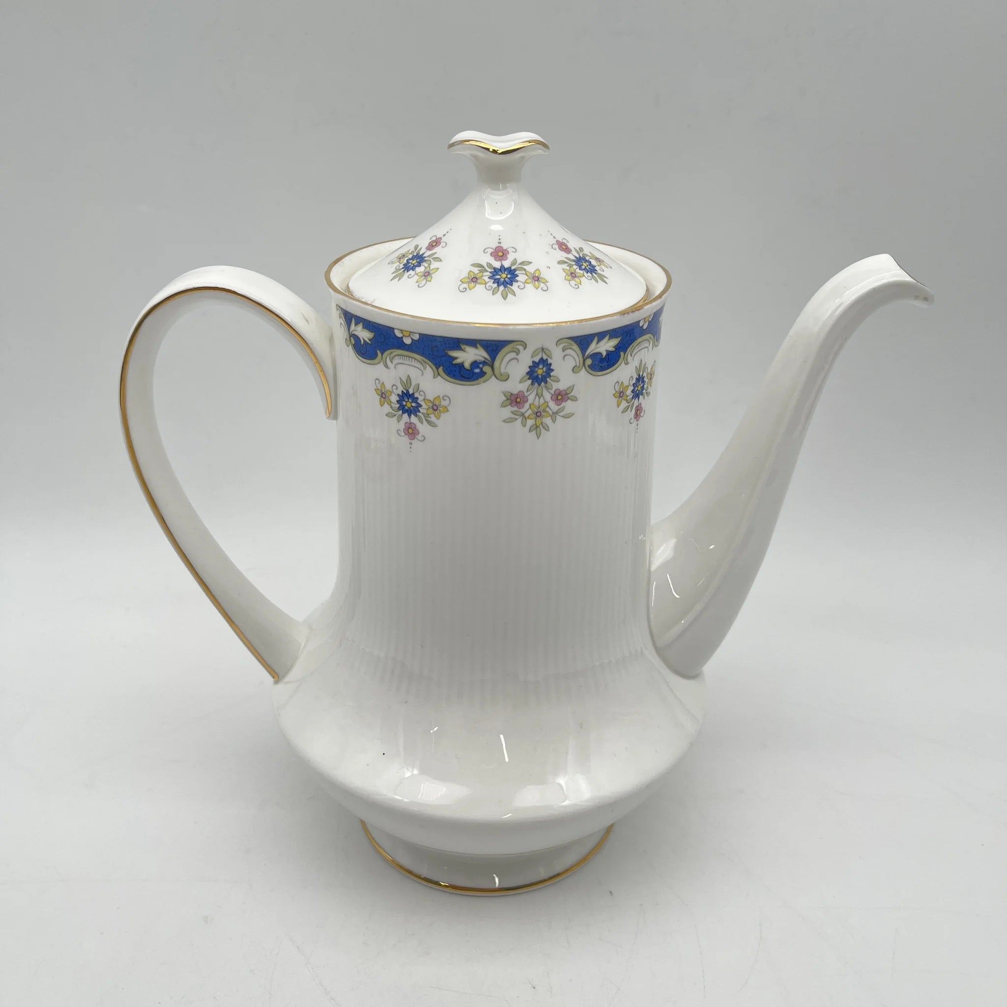 【复古】咖啡壶/ Paragon / Coniston /估计20c中期/ Fine Bone China /英国/果味,钴,小花