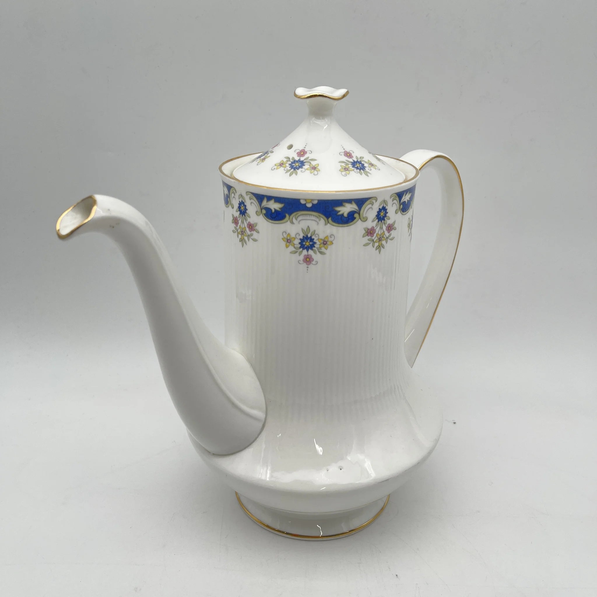 【复古】咖啡壶/ Paragon / Coniston /估计20c中期/ Fine Bone China /英国/果味,钴,小花