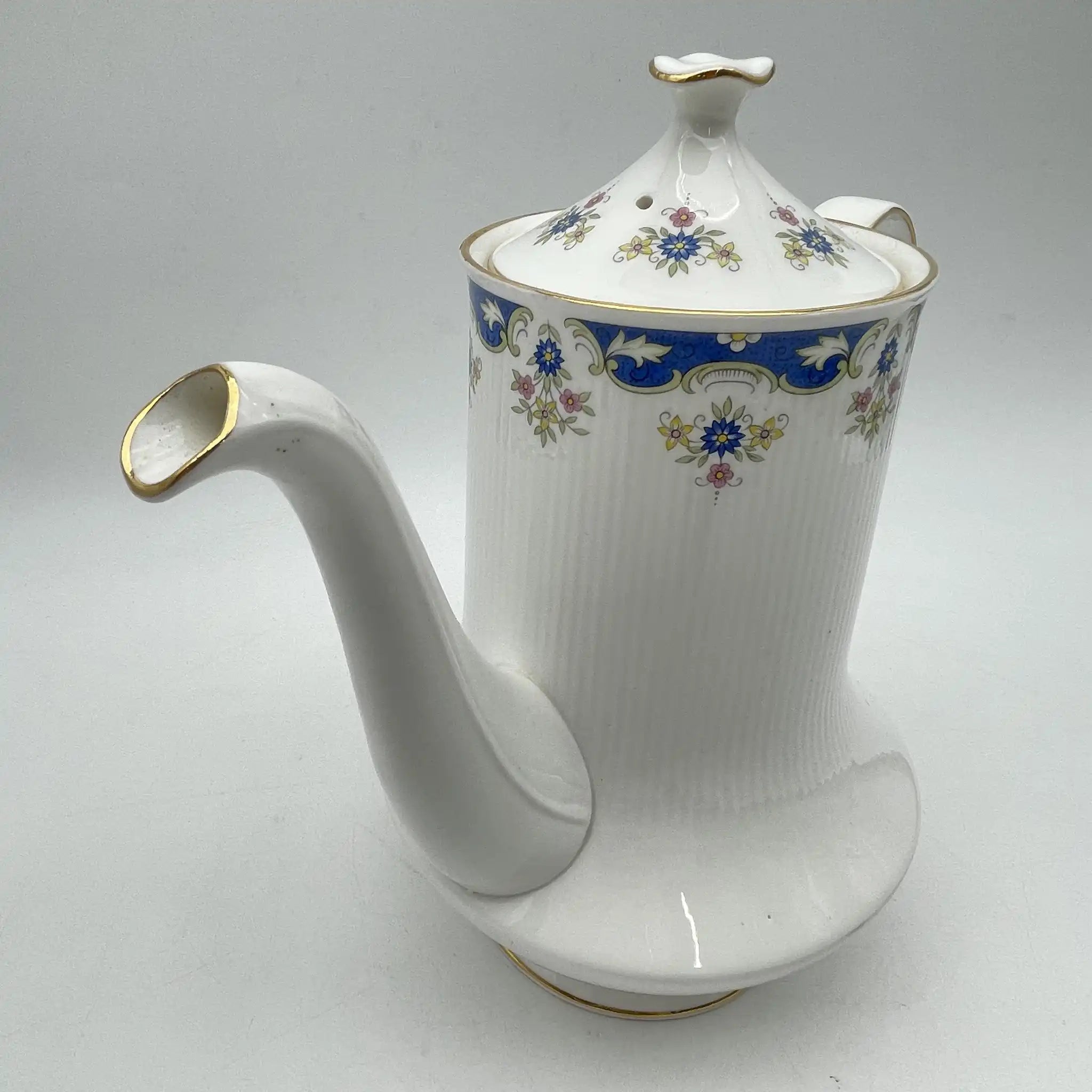 【复古】咖啡壶/ Paragon / Coniston /估计20c中期/ Fine Bone China /英国/果味,钴,小花