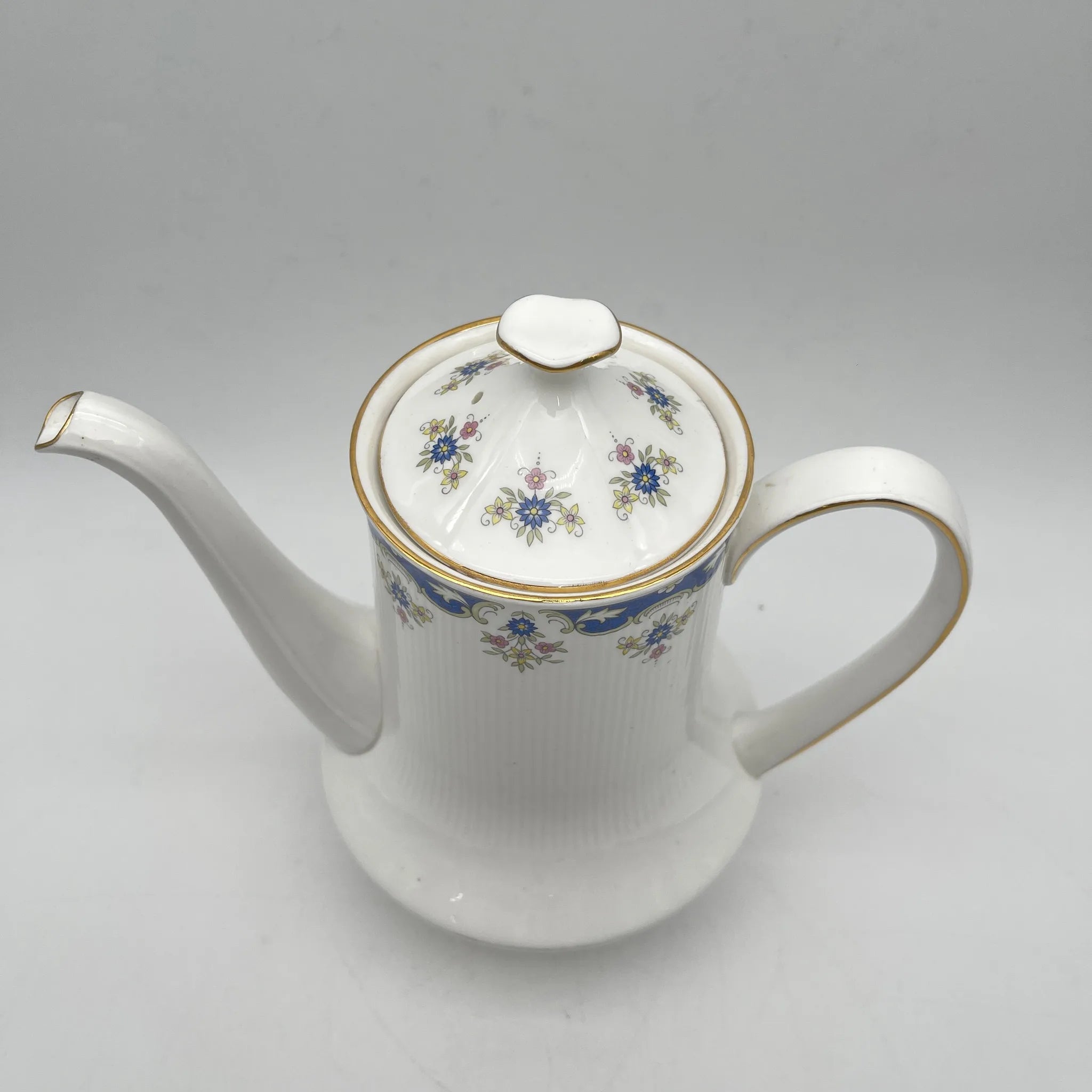 【复古】咖啡壶/ Paragon / Coniston /估计20c中期/ Fine Bone China /英国/果味,钴,小花