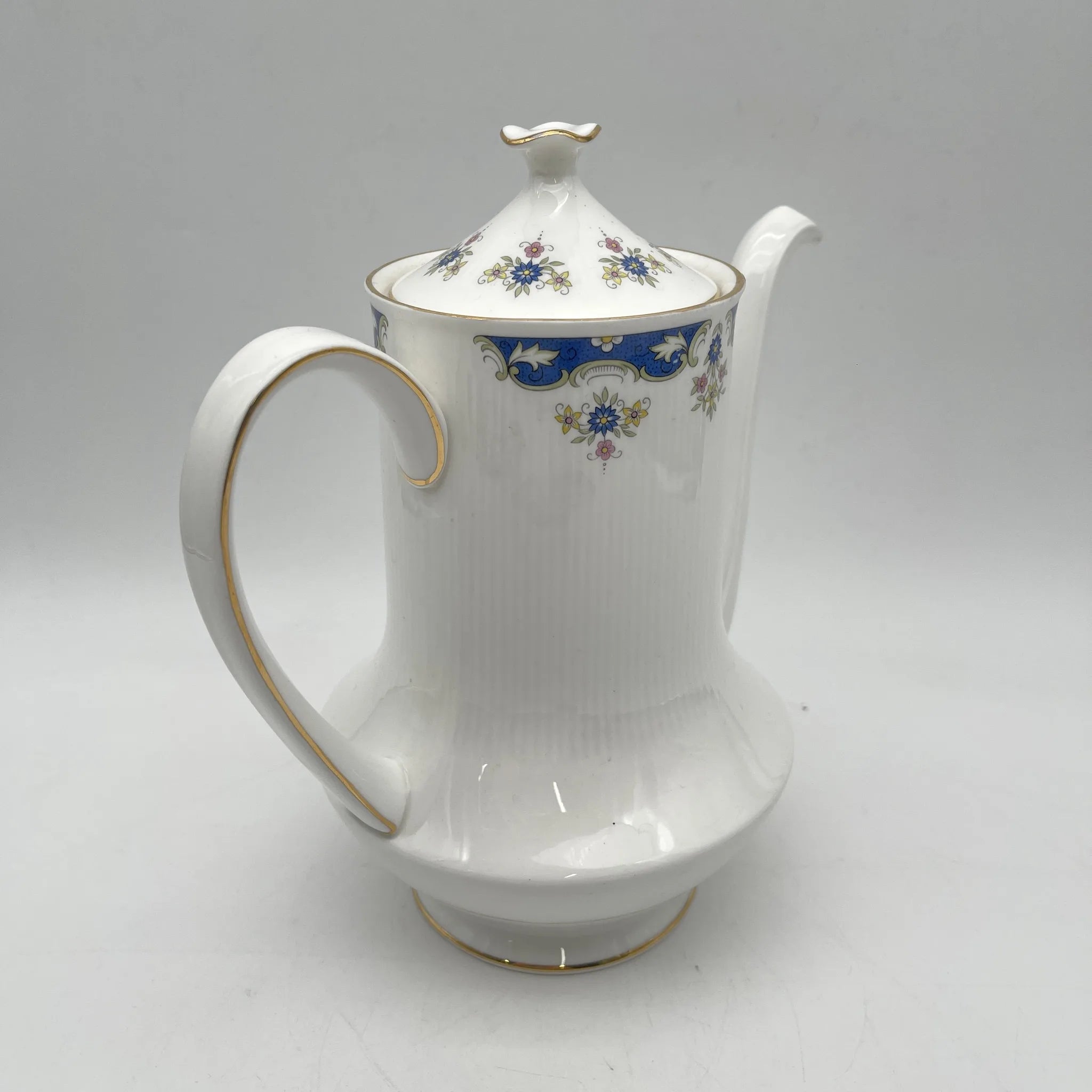 【复古】咖啡壶/ Paragon / Coniston /估计20c中期/ Fine Bone China /英国/果味,钴,小花