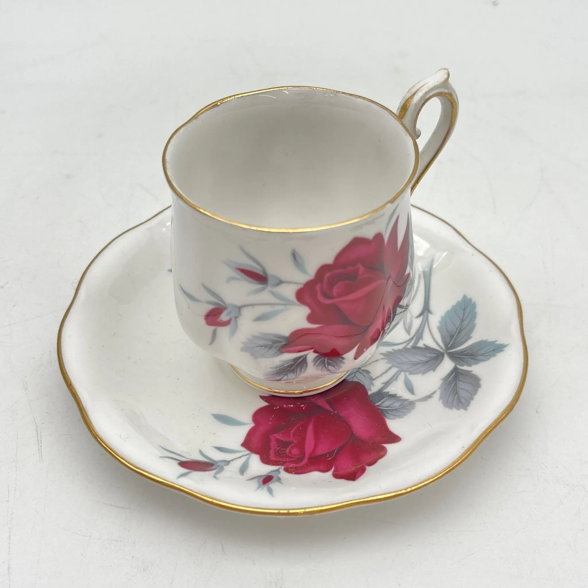 【复古】杯&碟子/ Royal Albert / Sweet Romance /估计20c中期/ Bone China /英国/玫瑰