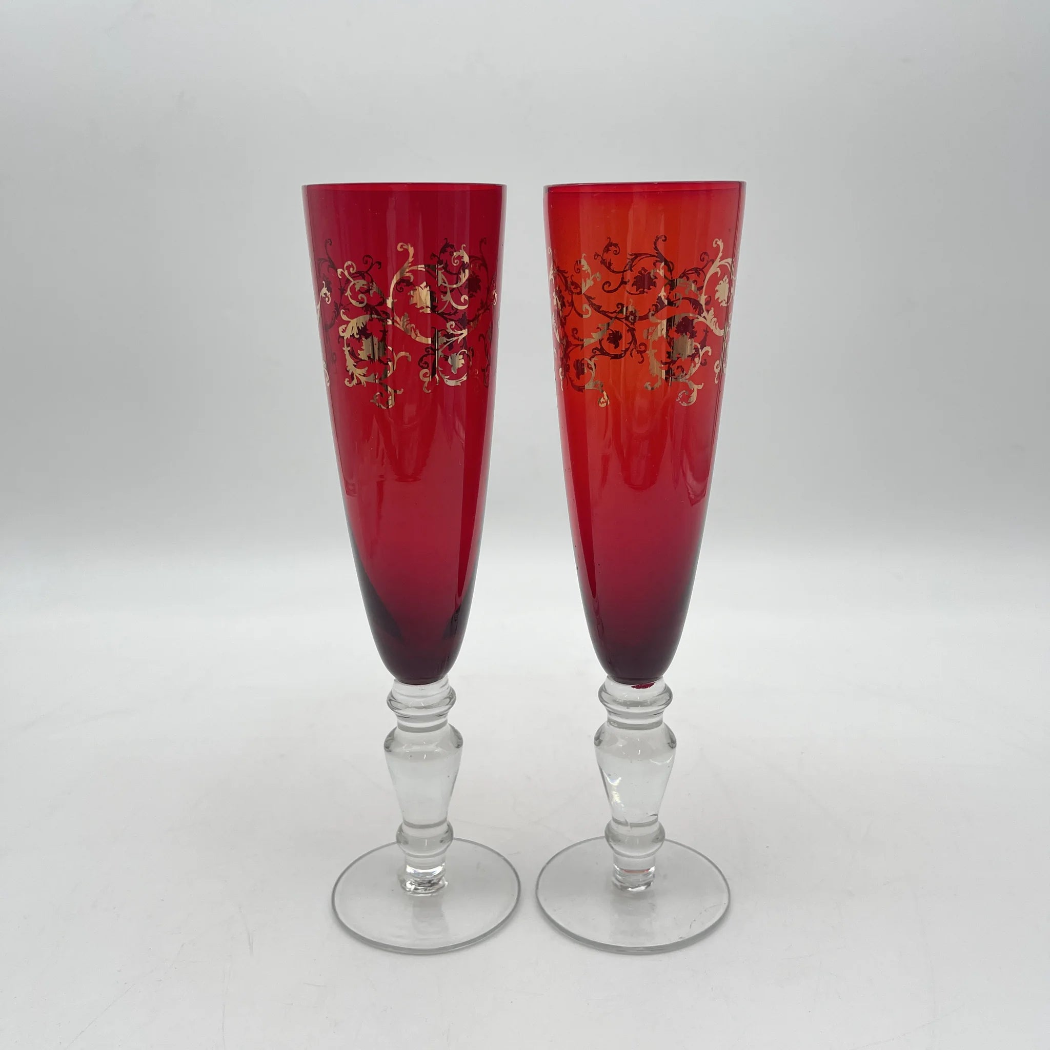 【复古】香槟杯2p /估计20c后期/玻璃/意大利/滚动