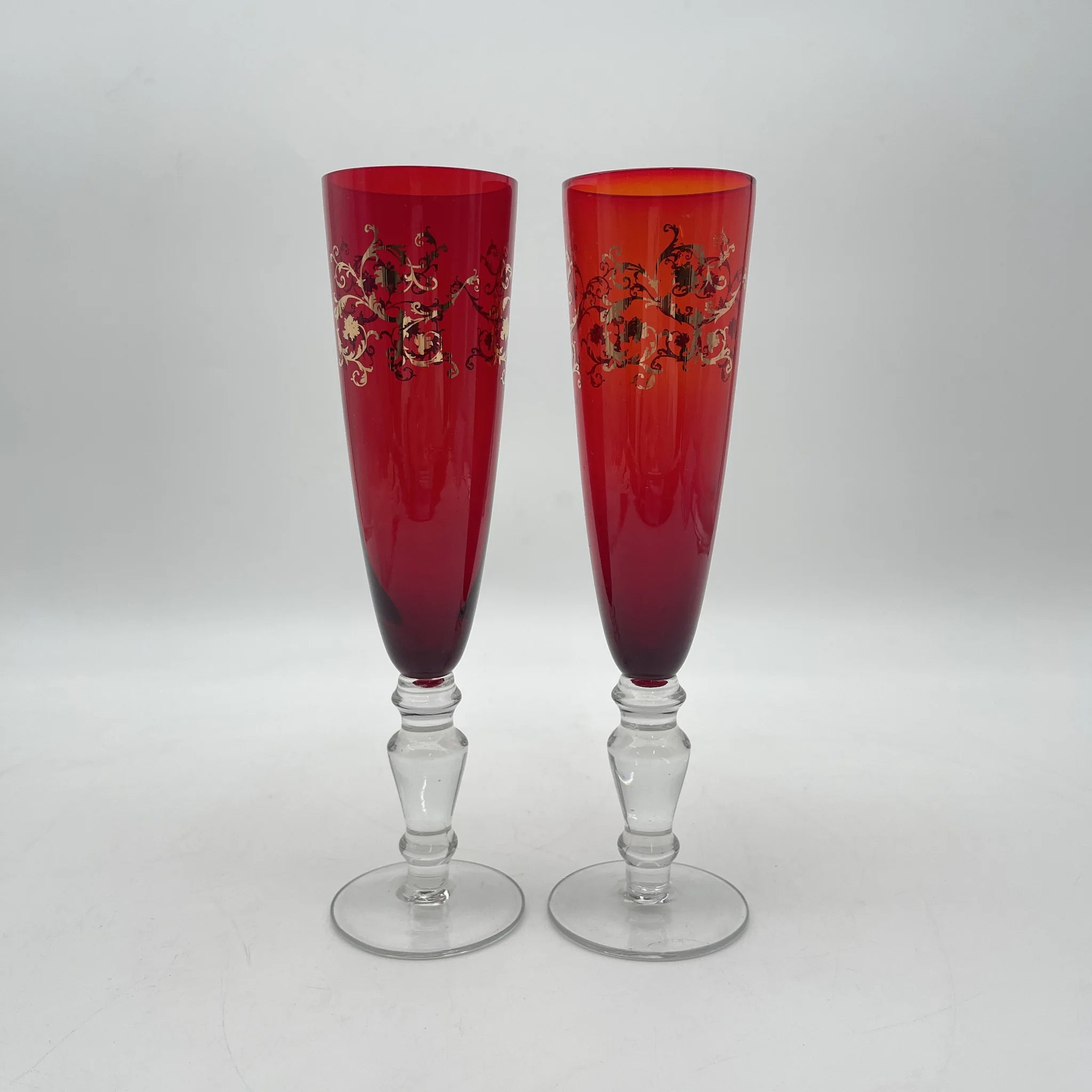 【复古】香槟杯2p /估计20c后期/玻璃/意大利/滚动