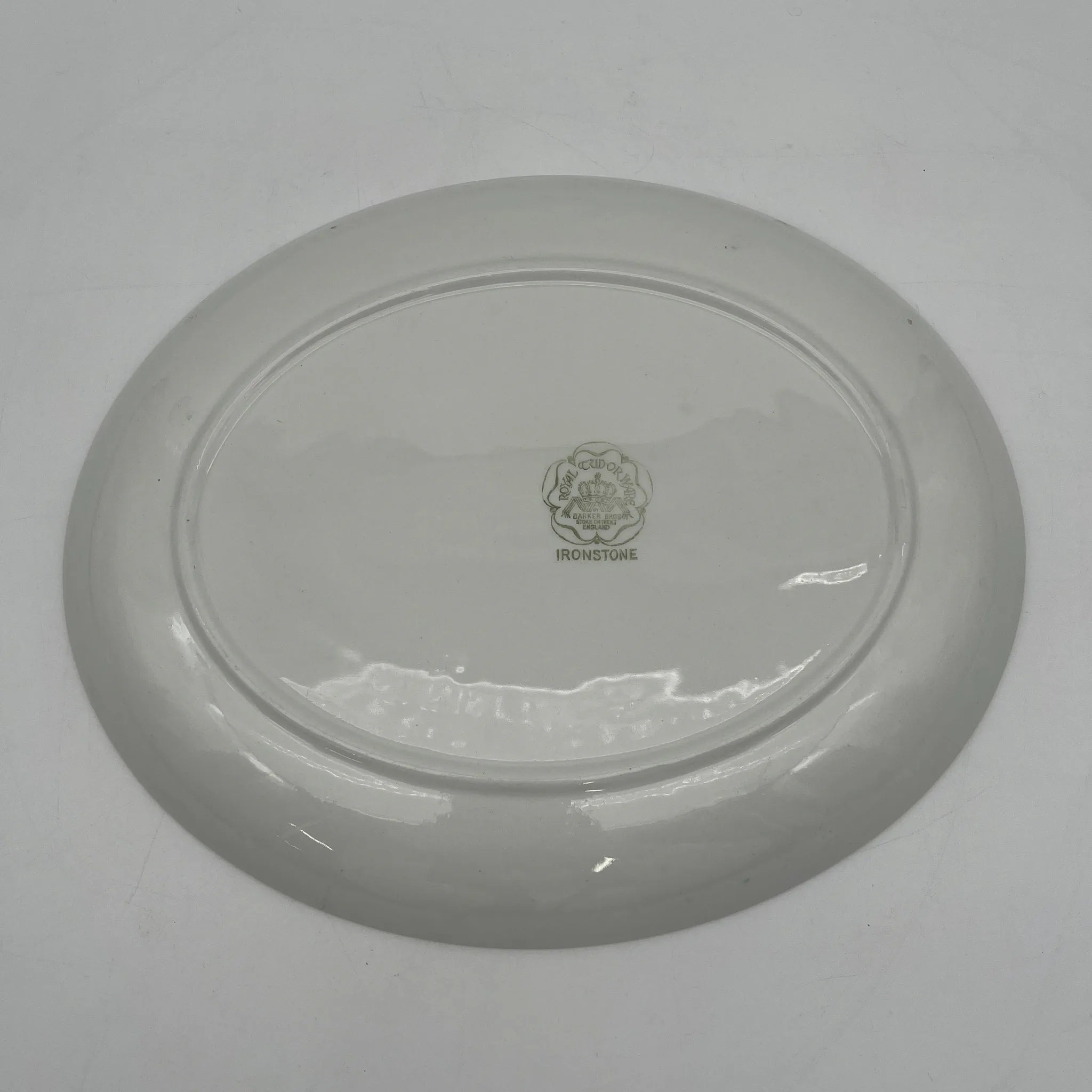 【复古】椭圆形盘子/ Barker Brothers / Royal Tudor Ware /估计20c中期/铁石/英国/绘画盘子,狩猎风景