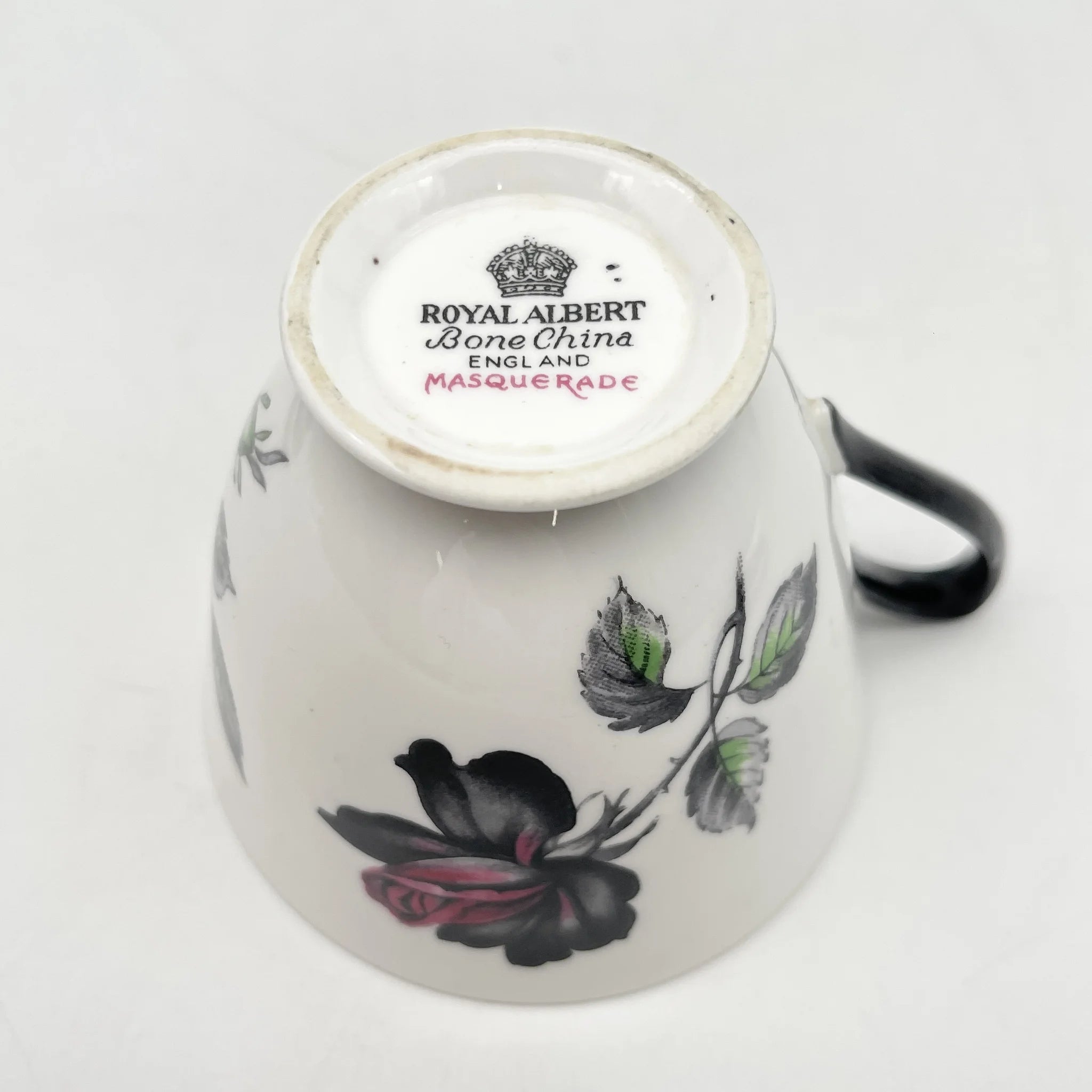【复古】三重奏+甜点盘/ Royal Albert / Masquerade /估计20c中期/ Bone China /英国/黑玫瑰