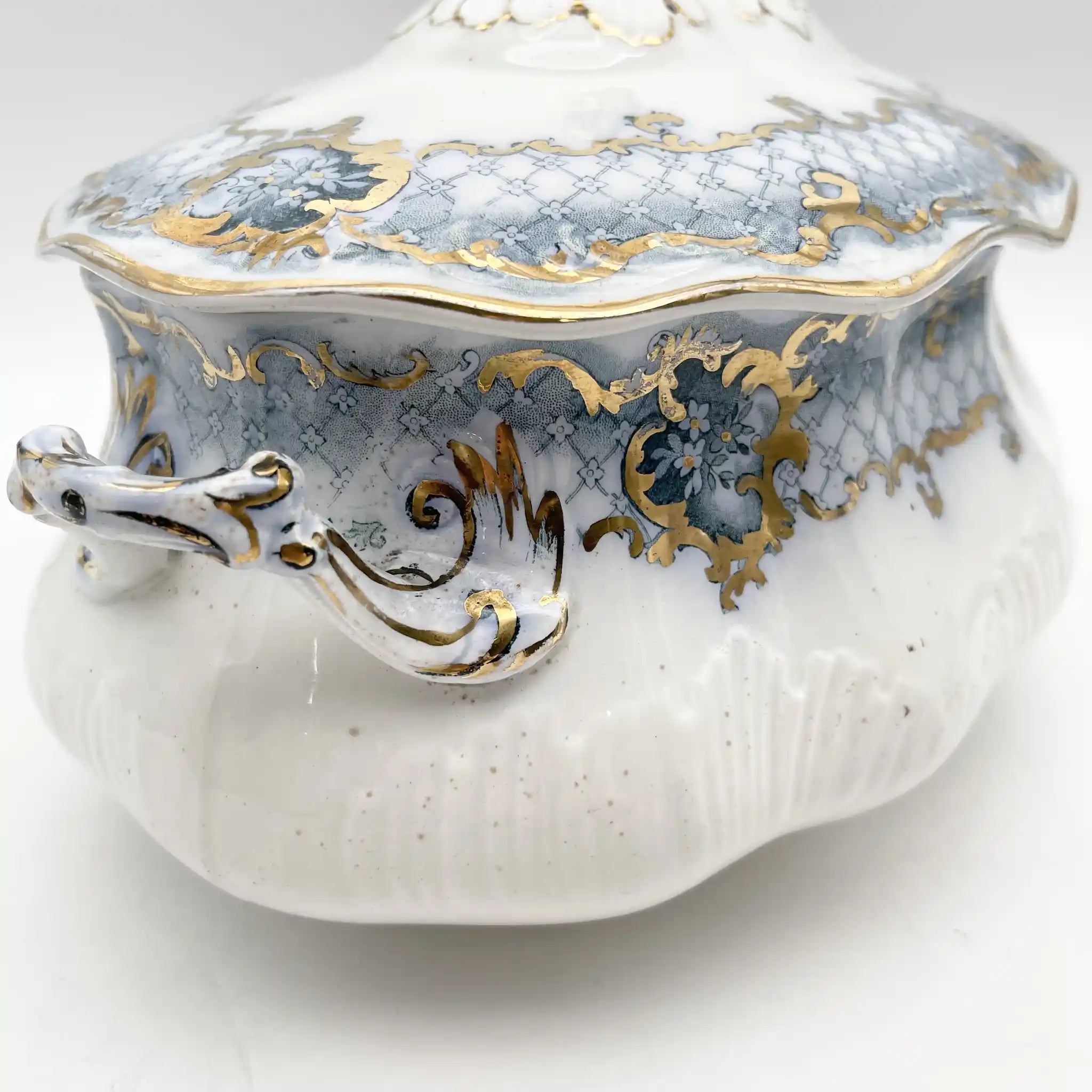 【古董】汤图林+雷丁/ Furnivals / Venice /估计1900左右/陶器/英国/罗凯,卷轴,拉提斯作品