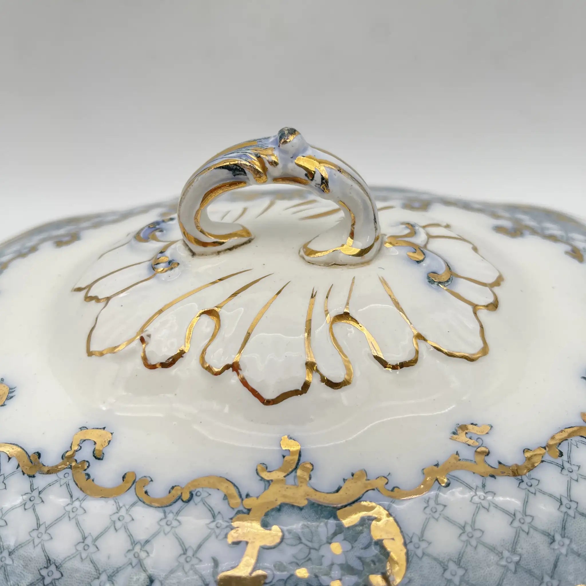 【古董】汤底/ Furnivals / Venice /估计1900左右/陶器/英国/罗凯,卷轴,拉提斯作品