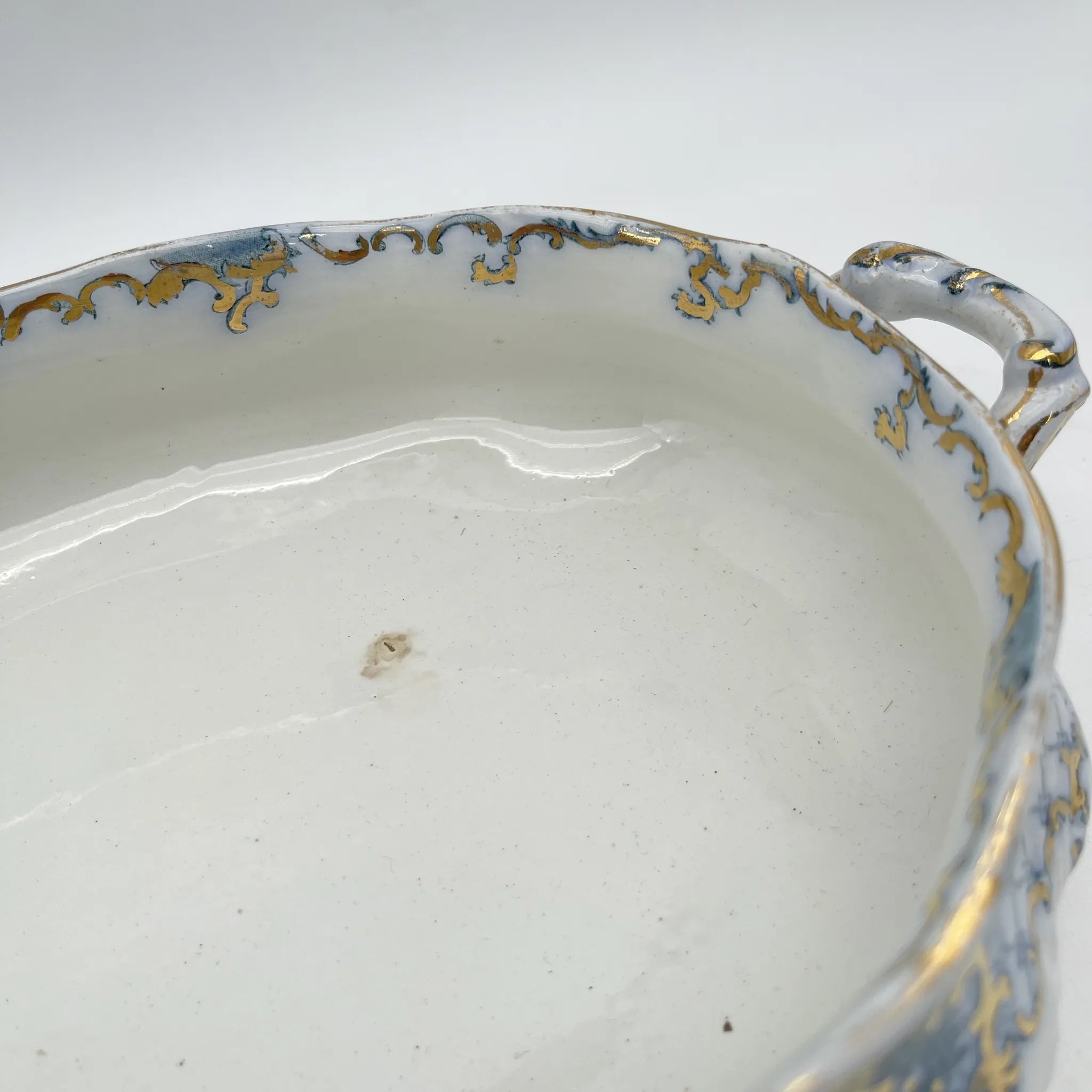 【古董】汤底/ Furnivals / Venice /估计1900左右/陶器/英国/罗凯,卷轴,拉提斯作品